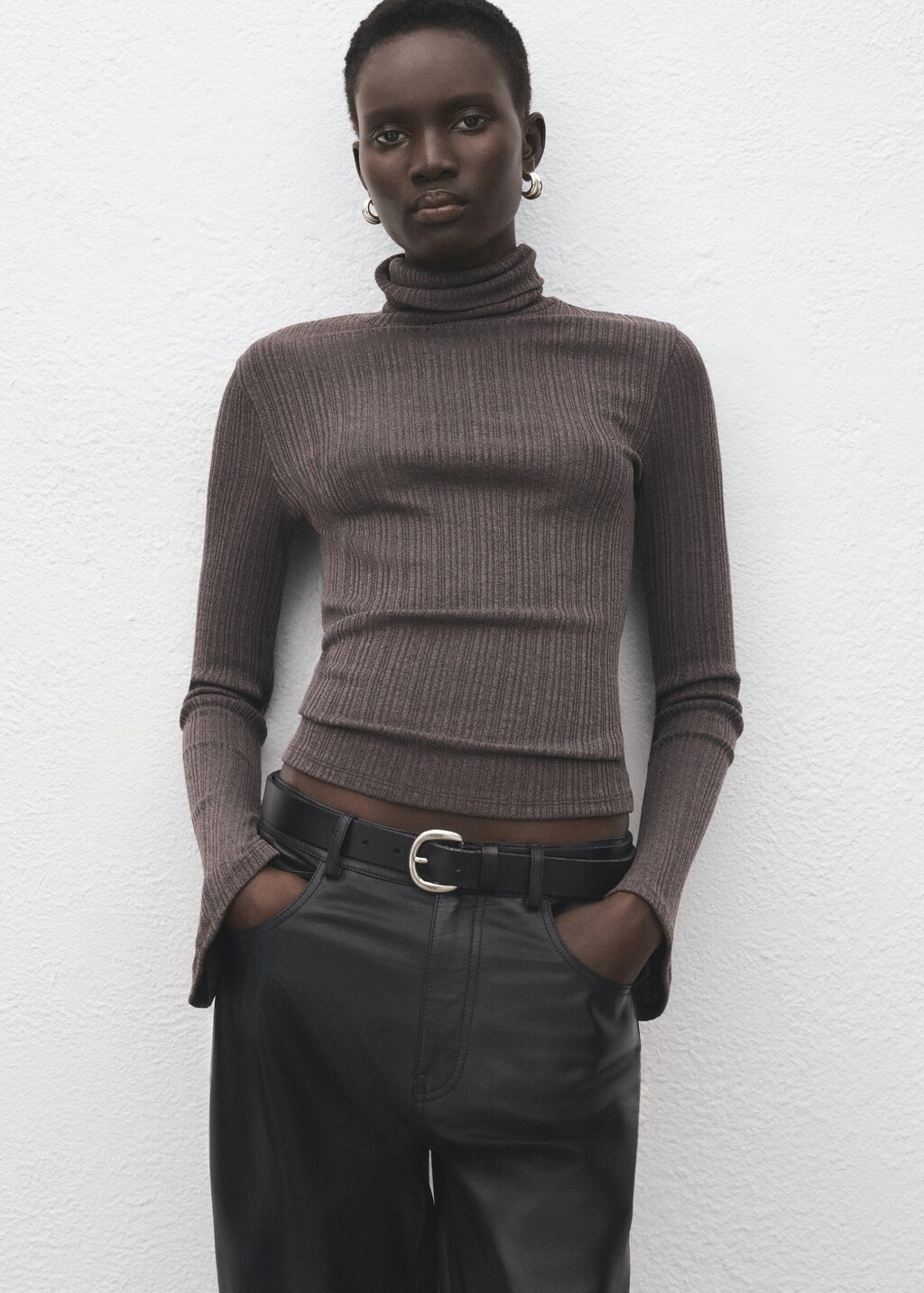 Mango Turtleneck sweater with flared sleeves