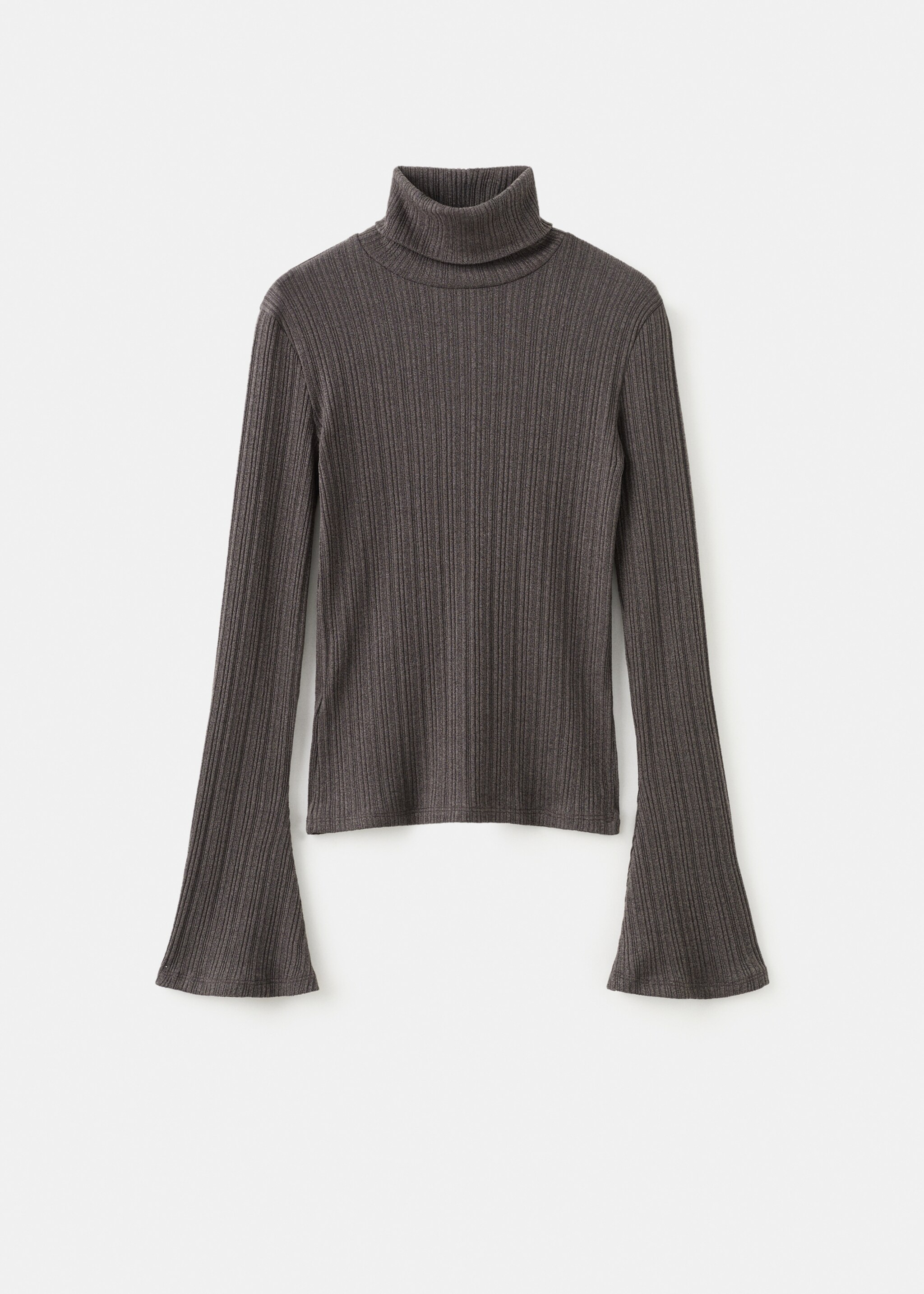 Turtleneck sweater with flared sleeves - Article without model, Medium Brown. Ref: 27041317-00.