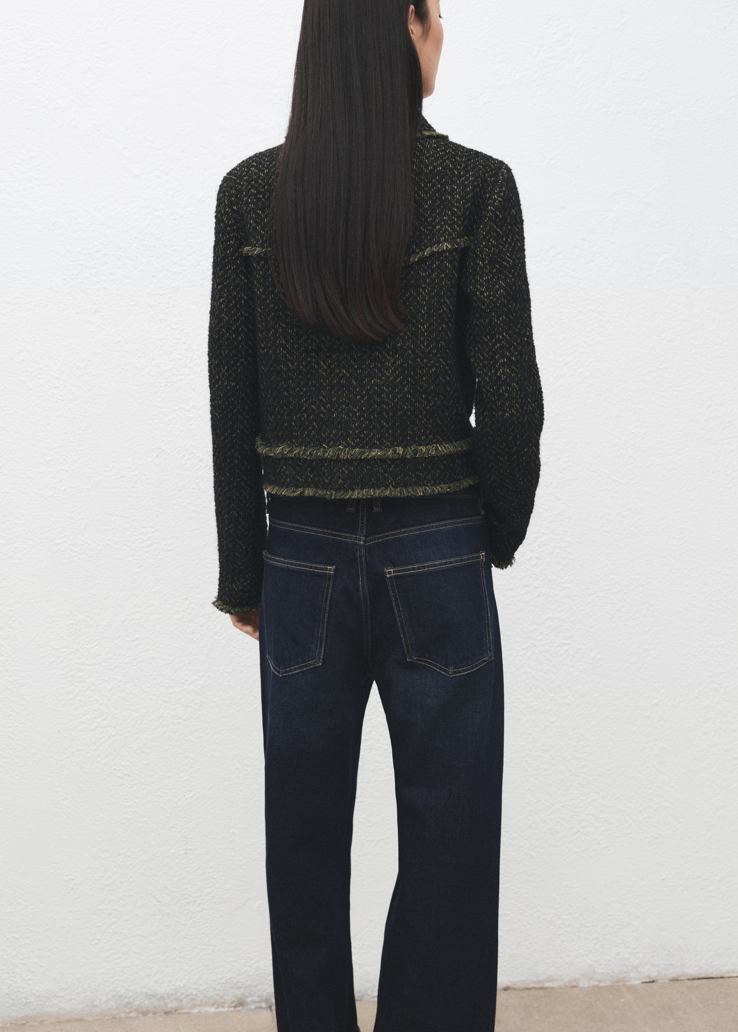 Tweed Jacket With Notched Lapel Collar