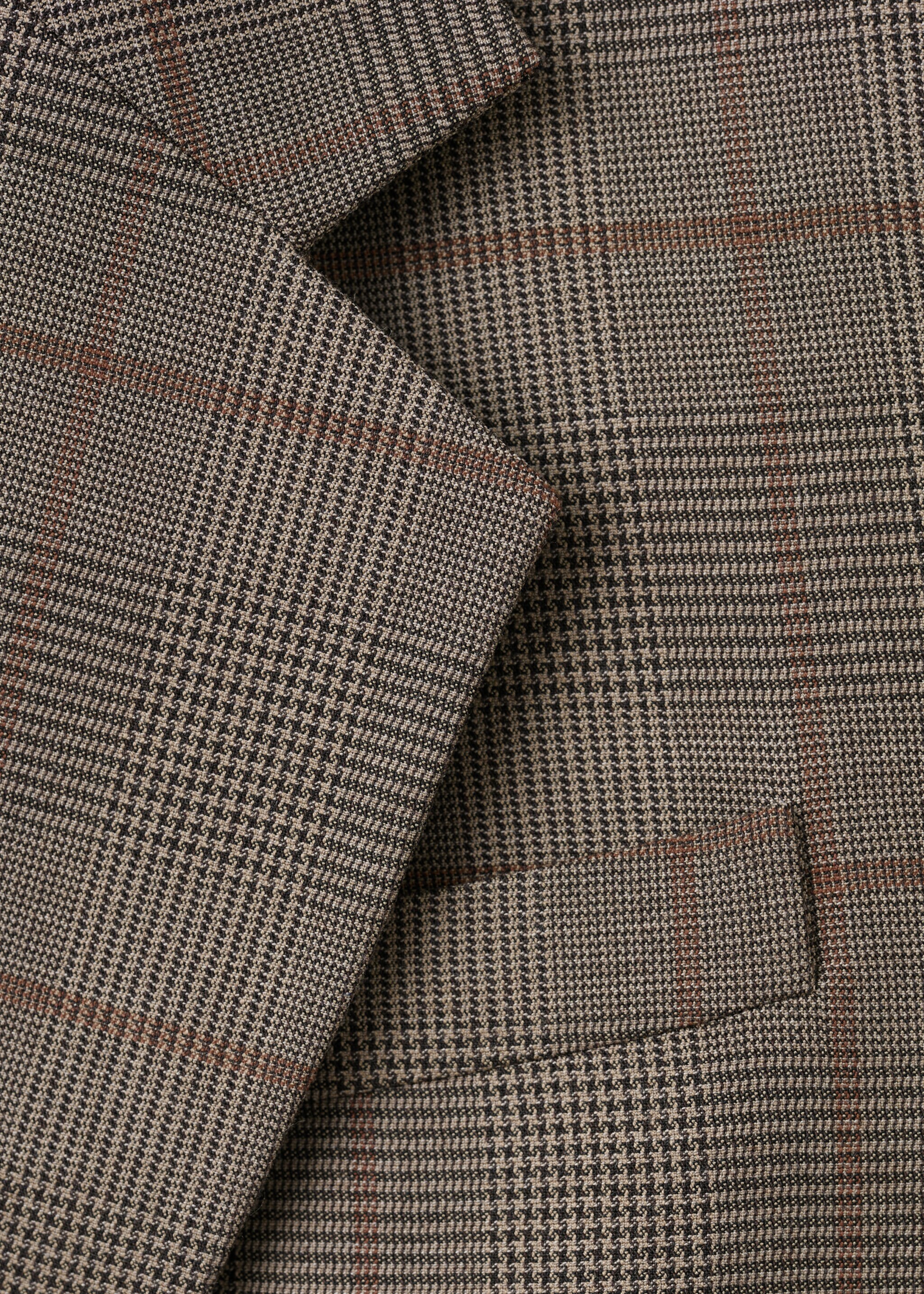 Wool-blend check jacket - Details of the article 0, Brown. Ref: 27041324-00.