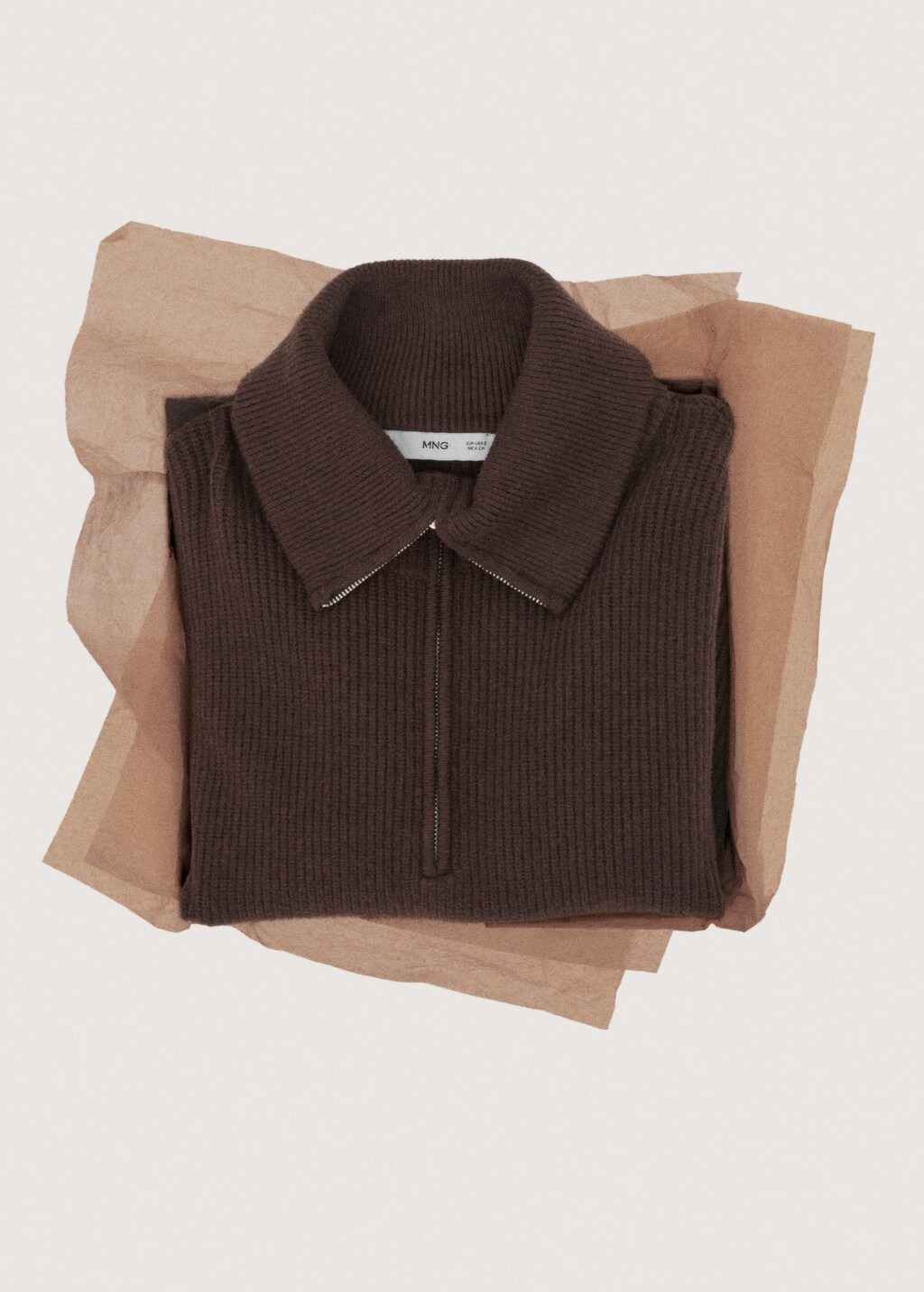 Mango Sweater with contrasting zipper collar thumbnail