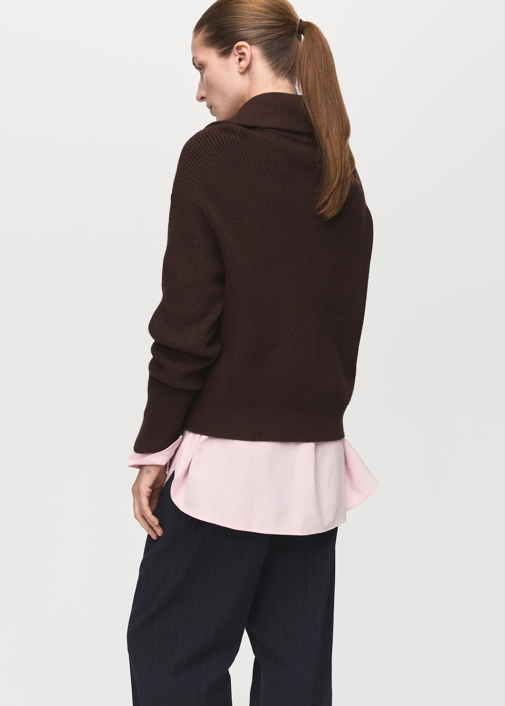 Mango Sweater with contrasting zipper collar thumbnail