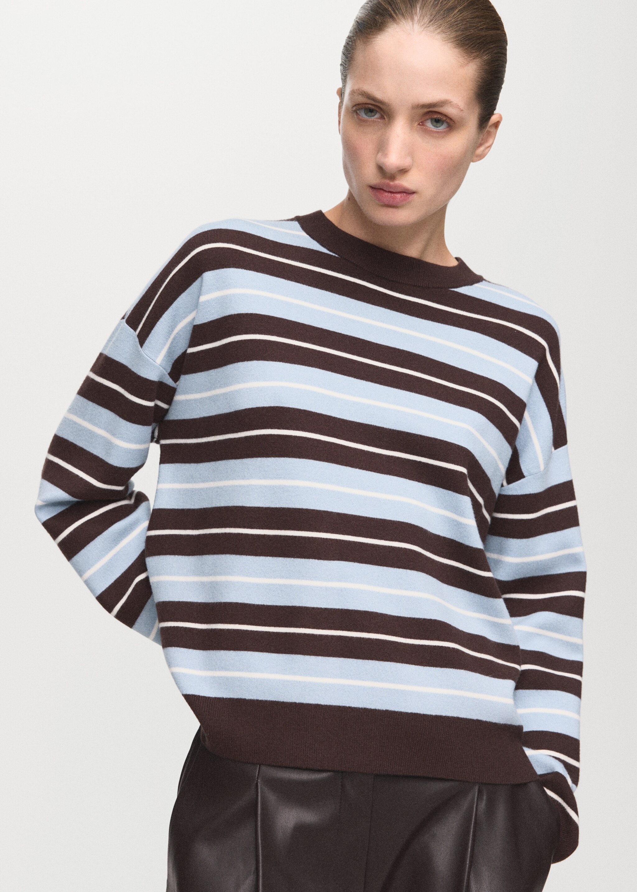 Oversized striped sweater - Medium plane, Chocolate. Ref: 27041332-00.