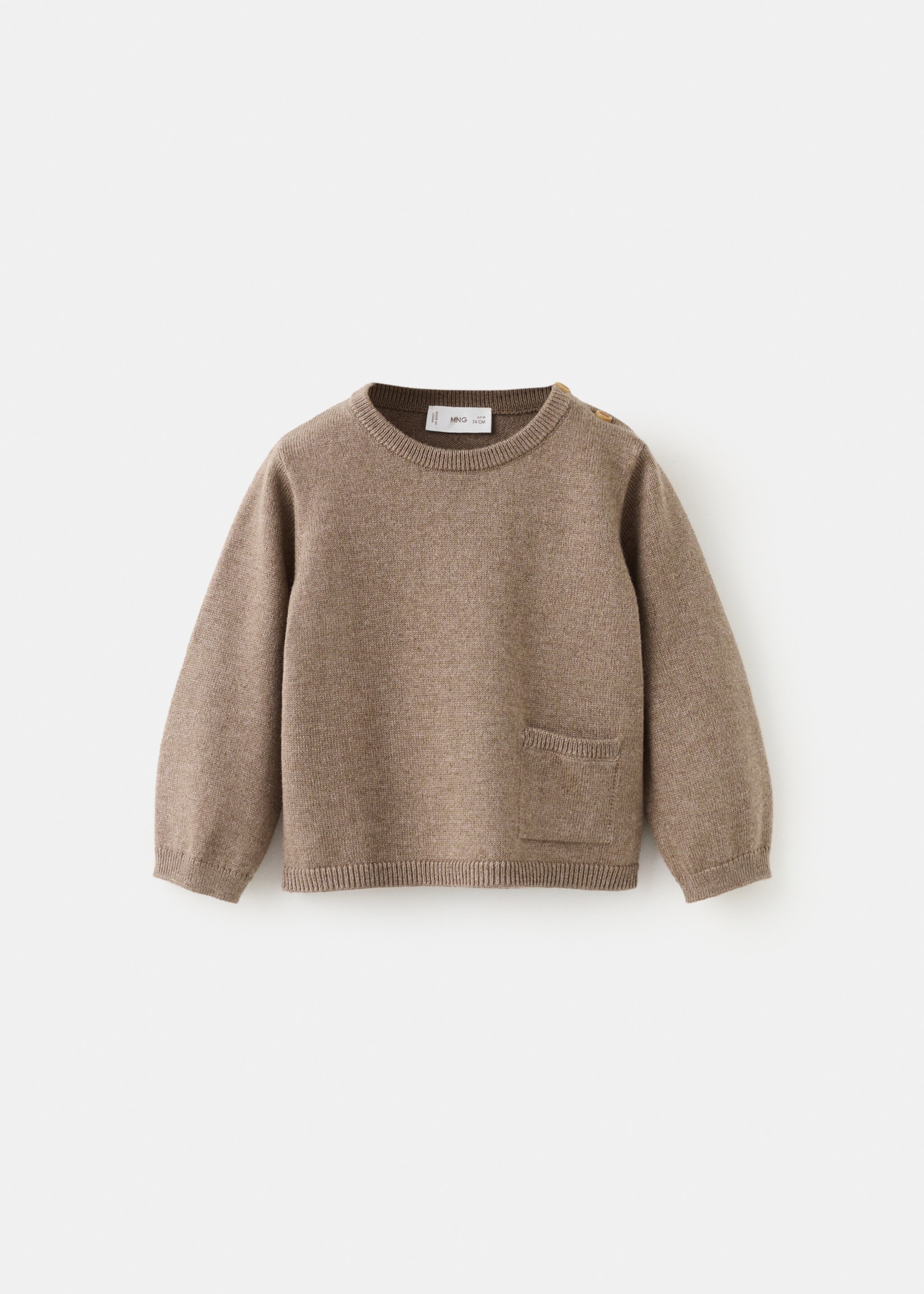 Knit pocket sweater - Article without model, Medium Brown. Ref: 27041333-00.