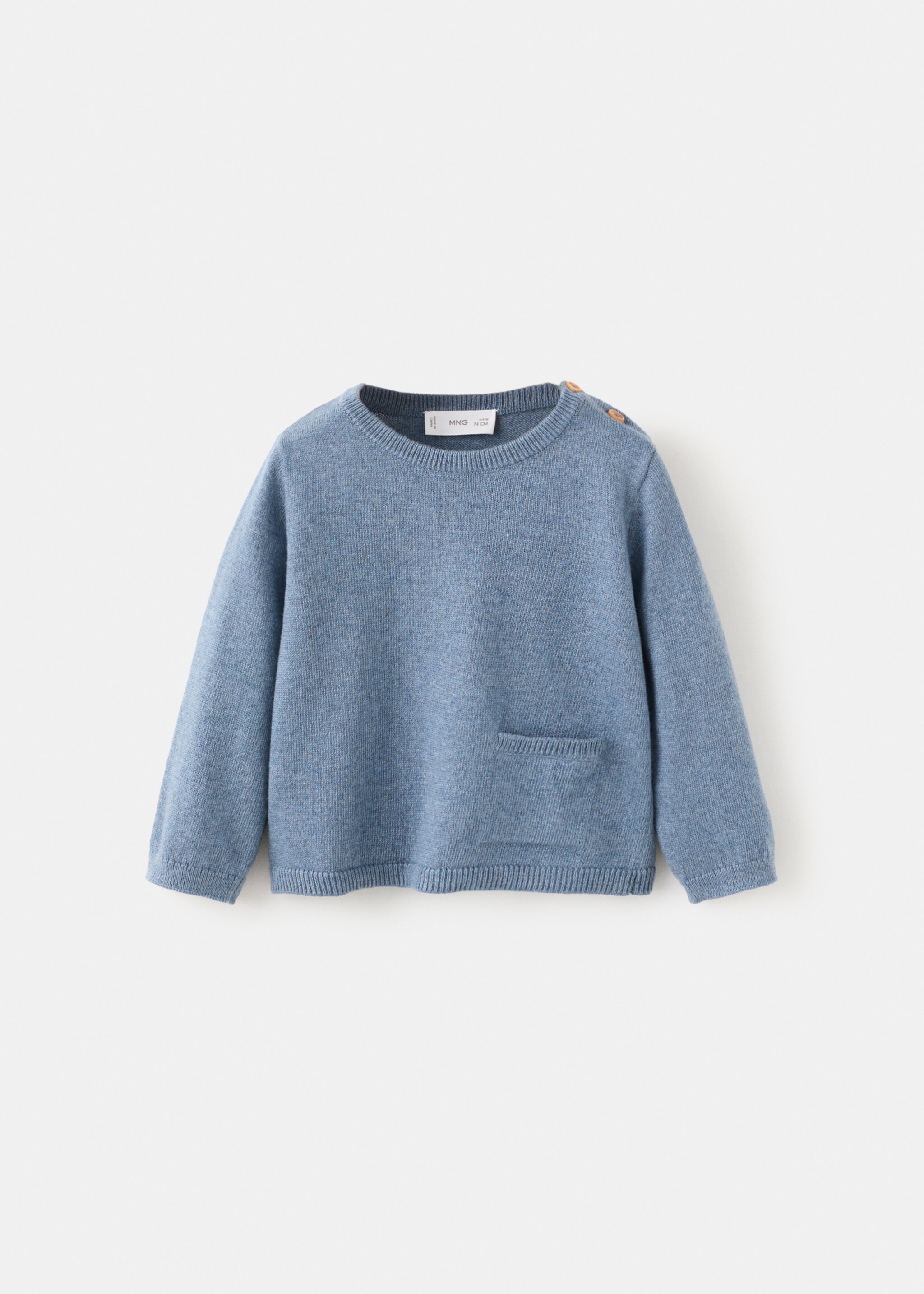 Knit pocket sweater - Article without model, Blue. Ref: 27041333-00.