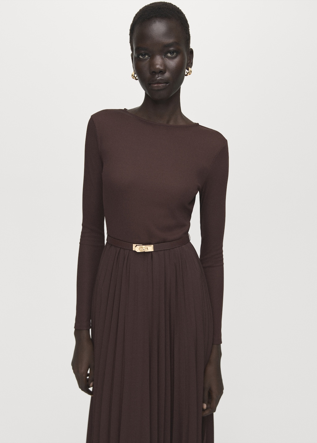 Flared midi-dress with belt