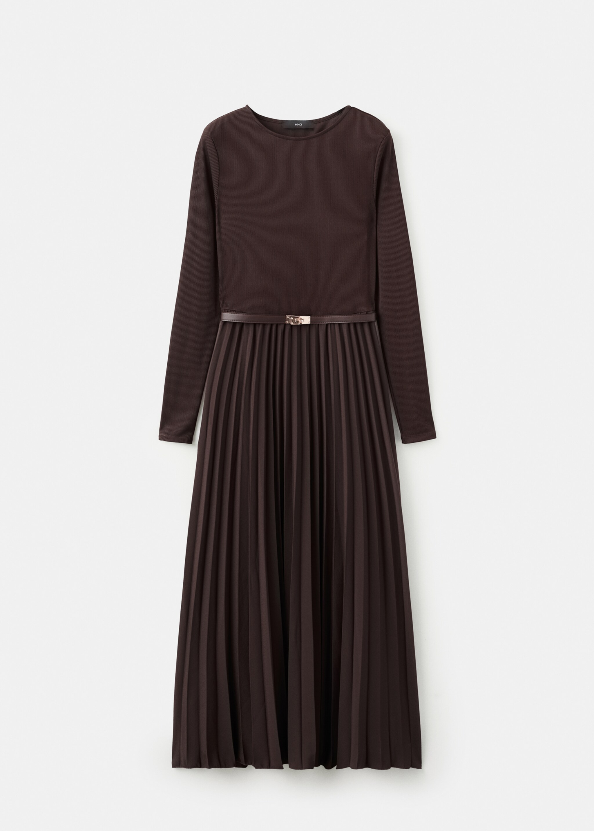 Flared midi-dress with belt - Article without model, Chocolate. Ref: 27041334-00.