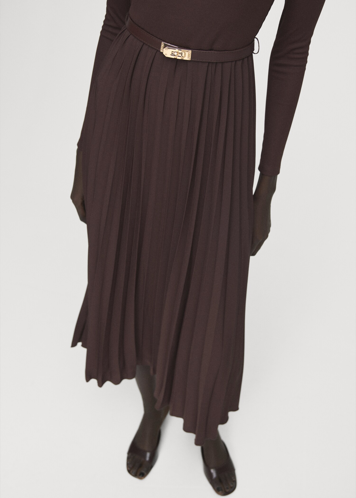 Flared midi-dress with belt - Details of the article 1