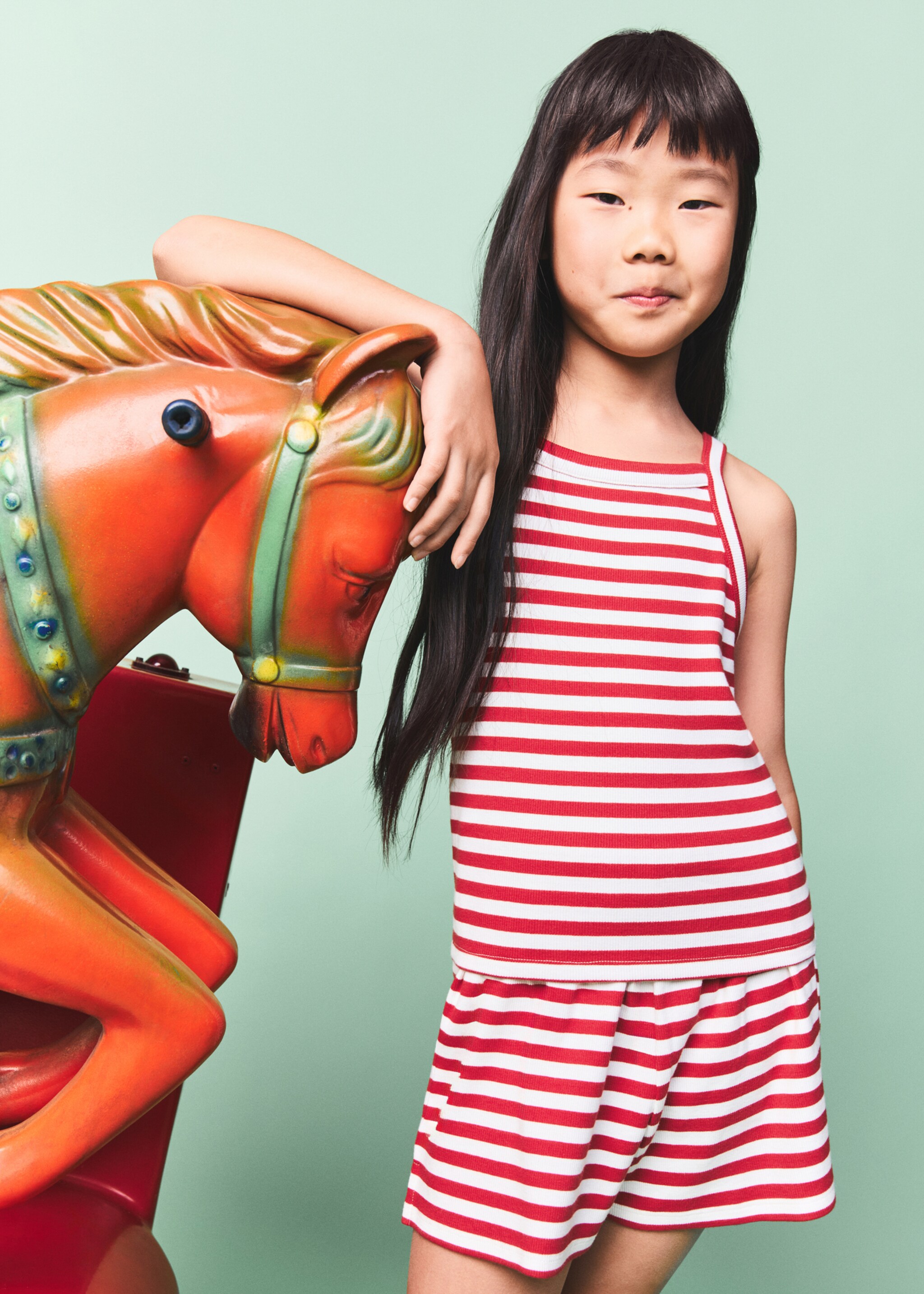 滚边条纹短裤 - null, 红色. Ref: 27041509-00.