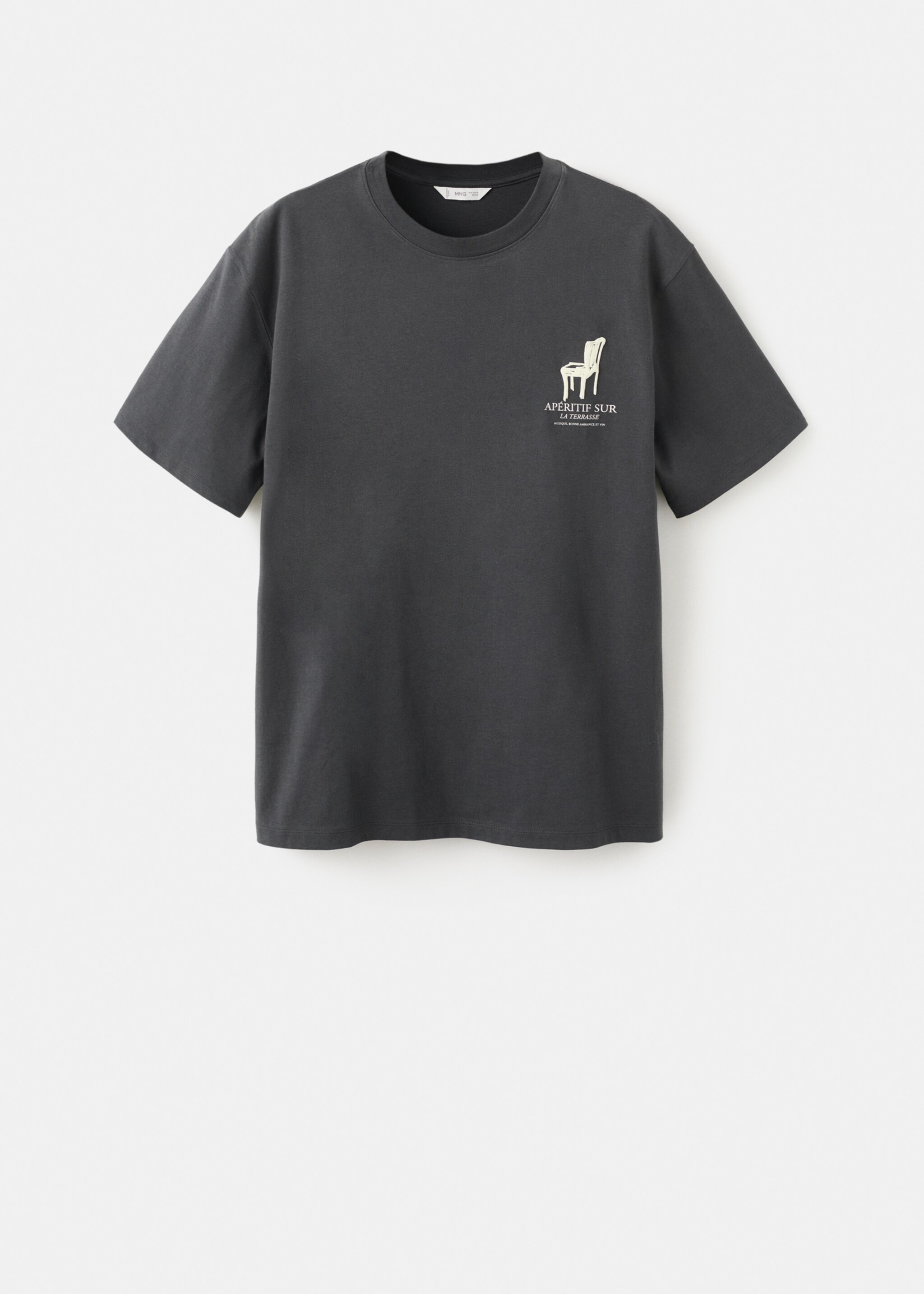 Short-sleeved printed t-shirt - Article without model, Charcoal. Ref: 27041516-00.