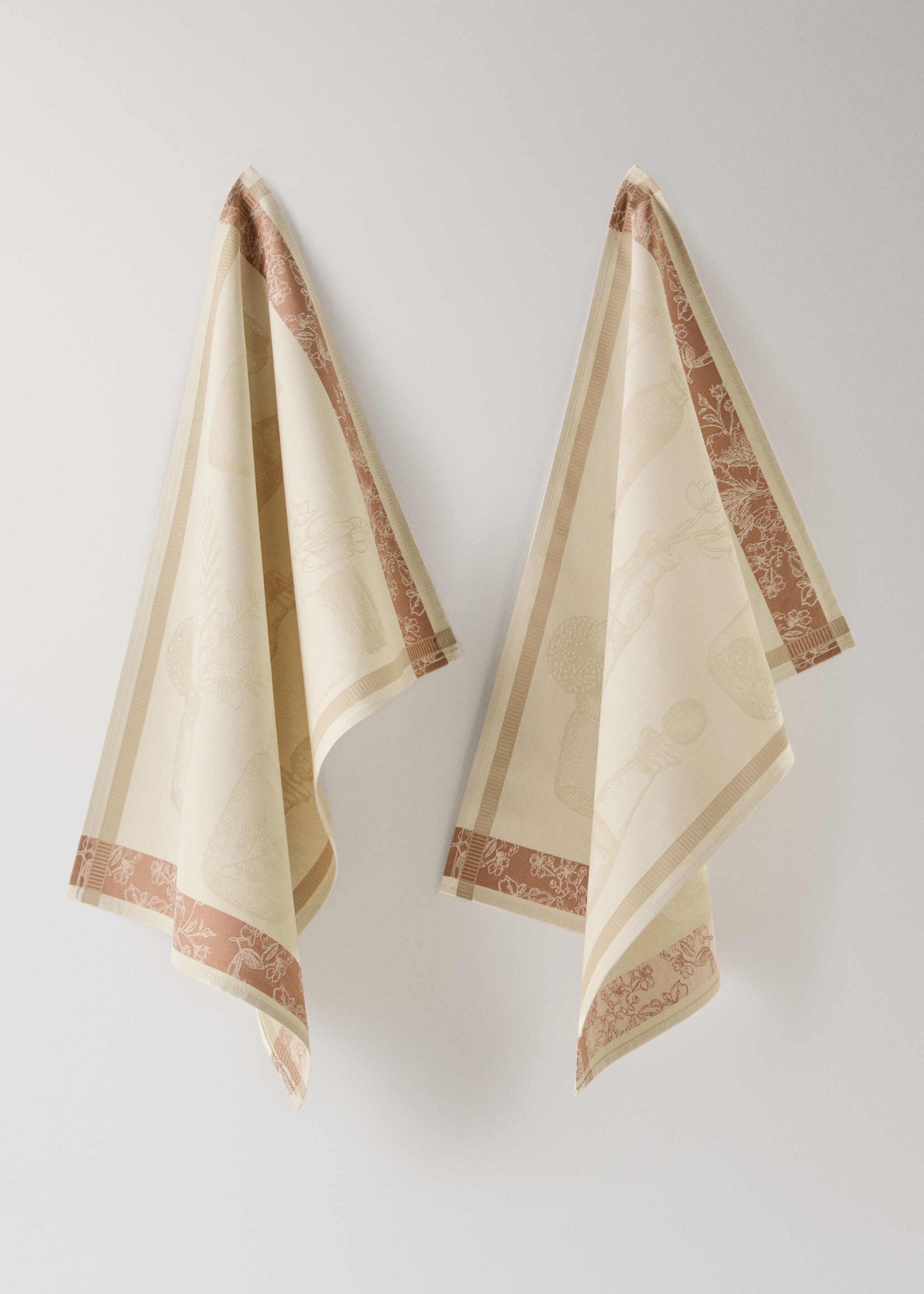 Πετσέτες κουζίνας βαμβάκι ζακάρ λουλούδια - Προϊόν χωρίς μοντέλο, Ροδακινί. Ref: 27041520-00.