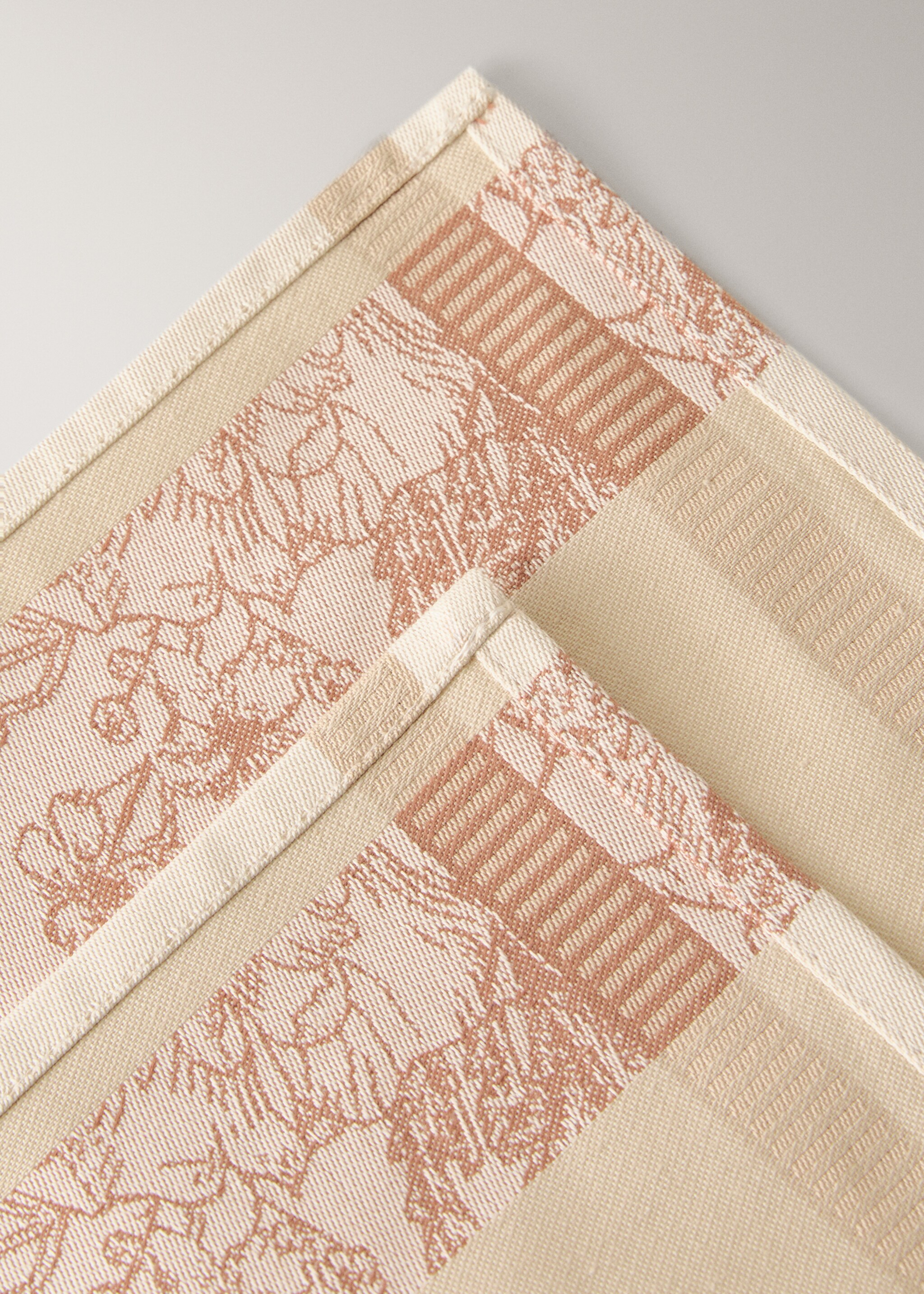 Πετσέτες κουζίνας βαμβάκι ζακάρ λουλούδια - Λεπτομέρεια του προϊόντος 1, Ροδακινί. Ref: 27041520-00.