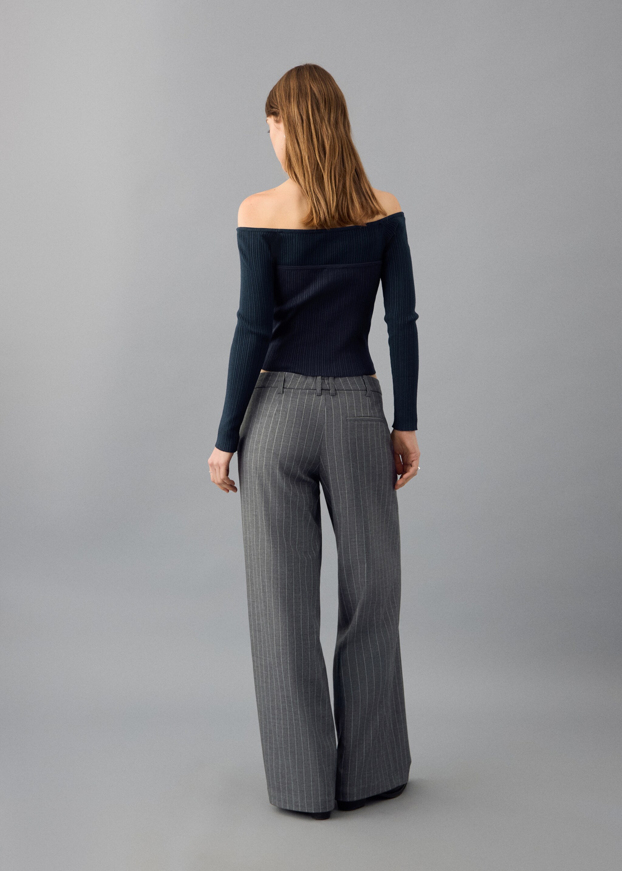 Striped suit trousers - Reverse of the article, Grey. Ref: 27041521-00.