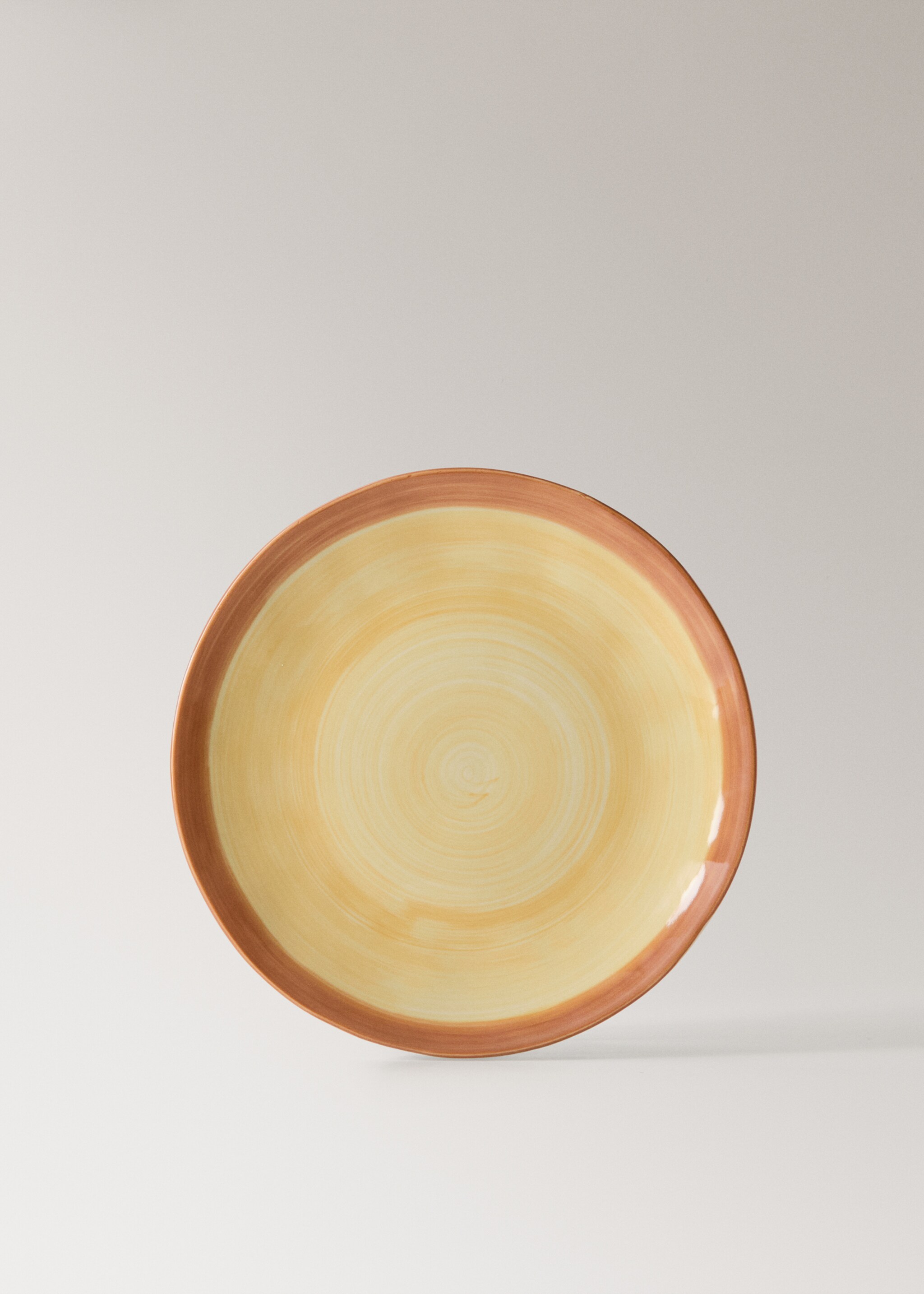 Two-tone stoneware flat plate - Article without model, Vanilla. Ref: 27041524-00.