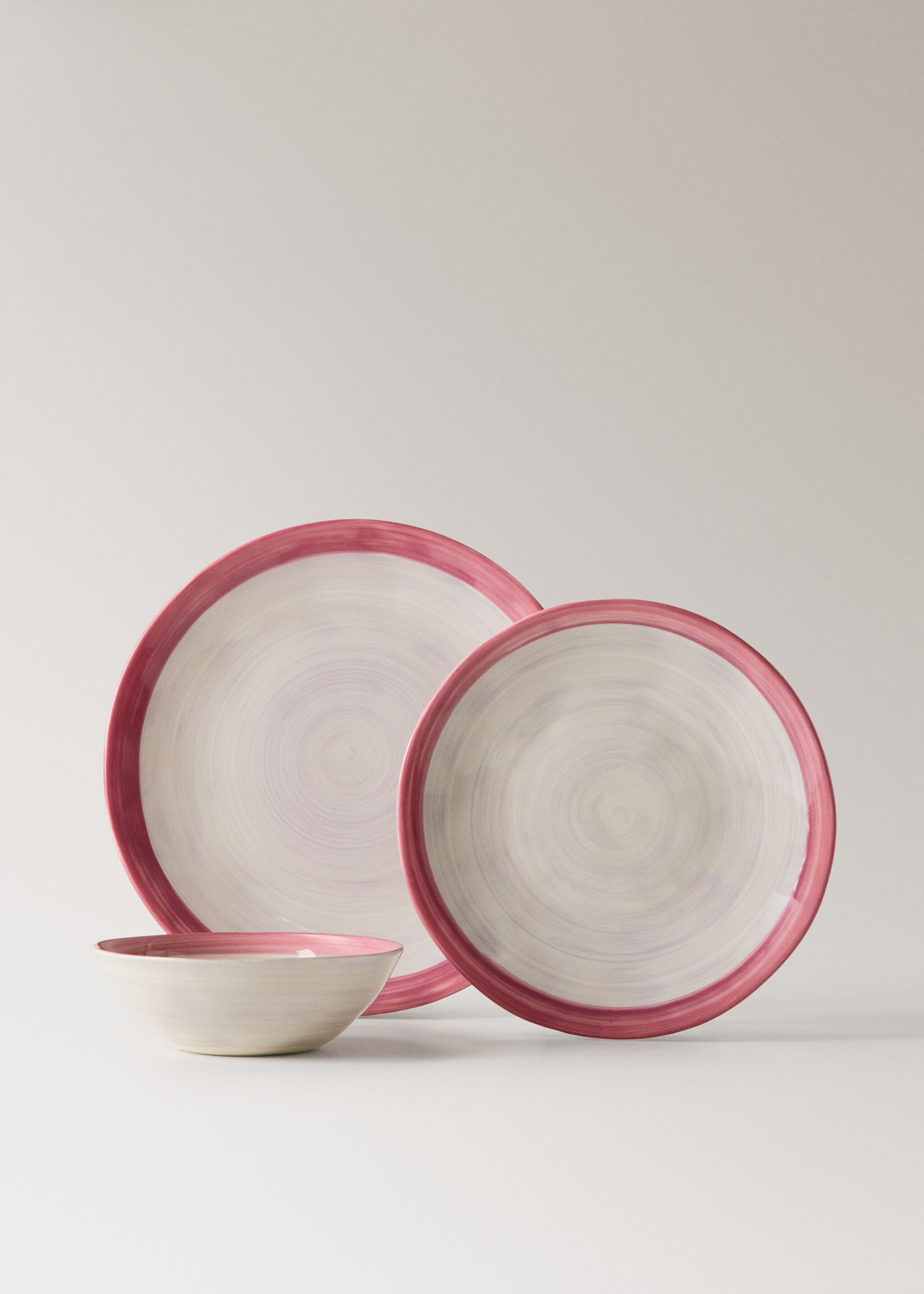 Two-tone stoneware flat plate - Details of the article 3, Light/Pastel Purple. Ref: 27041524-00.