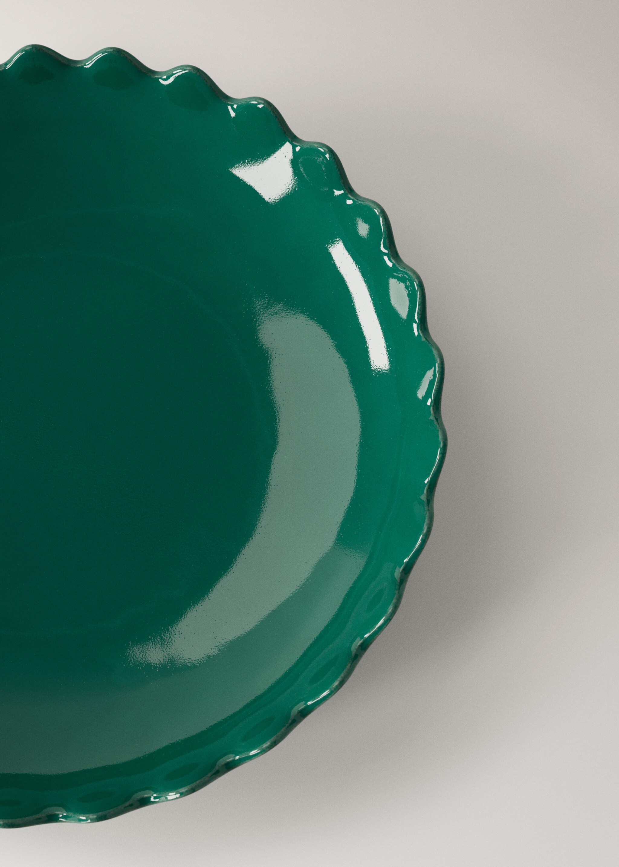 Wave-patterned stoneware bowl in color - Details of the article 1, Petrol Blue. Ref: 27041530-00.