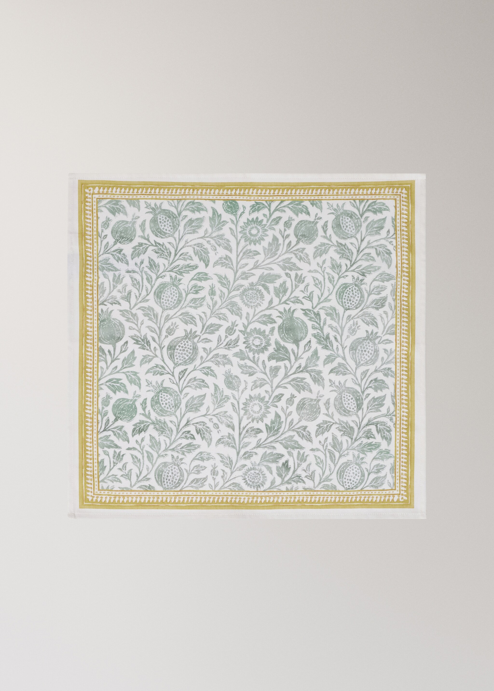 Blockprint-style cotton napkin - Article without model, Blue. Ref: 27041533-00.