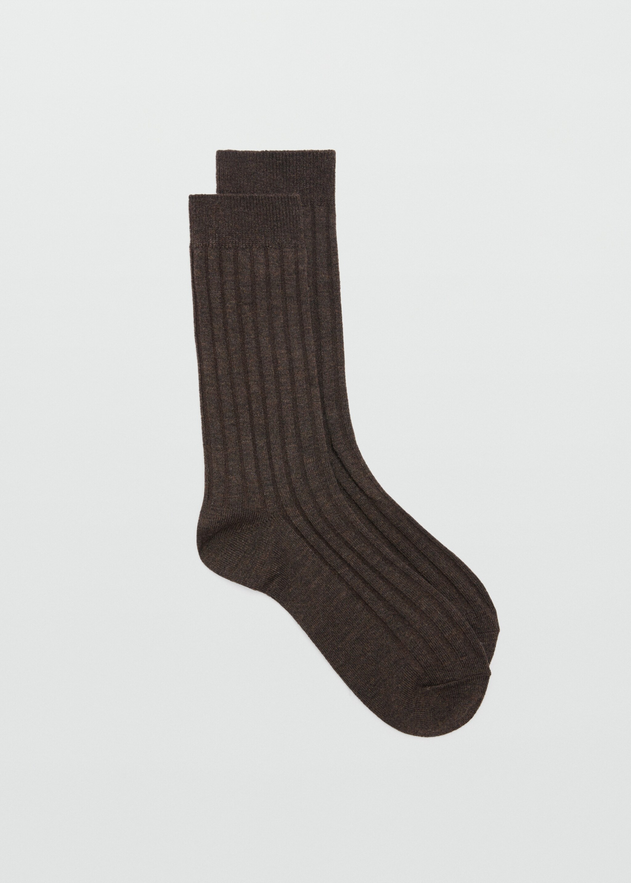 Ribbed wool blend socks - Article without model, Chocolate. Ref: 27041539-00.