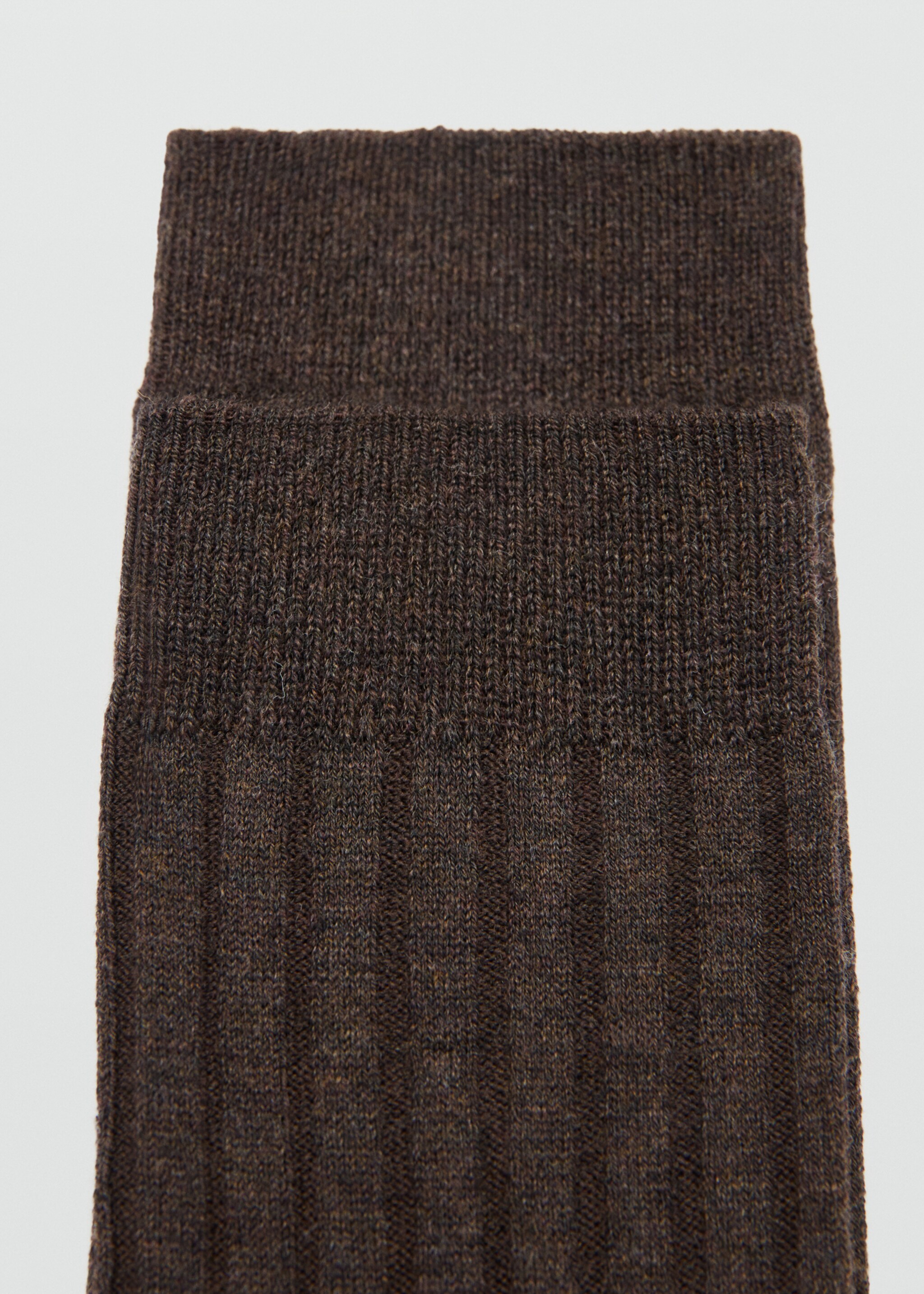 Ribbed wool blend socks - Details of the article 1, Chocolate. Ref: 27041539-00.