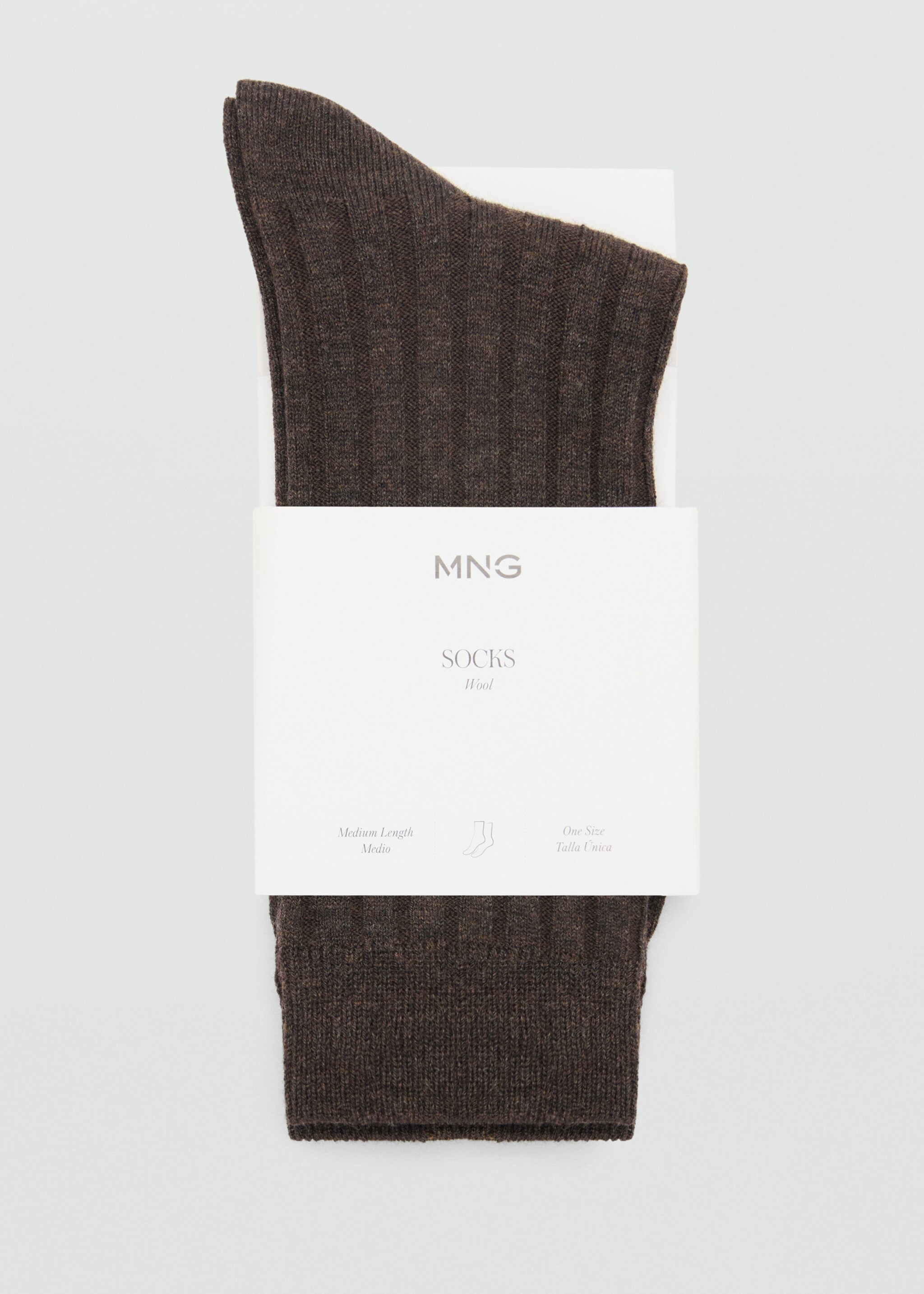 Ribbed wool blend socks - Details of the article 2, Chocolate. Ref: 27041539-00.