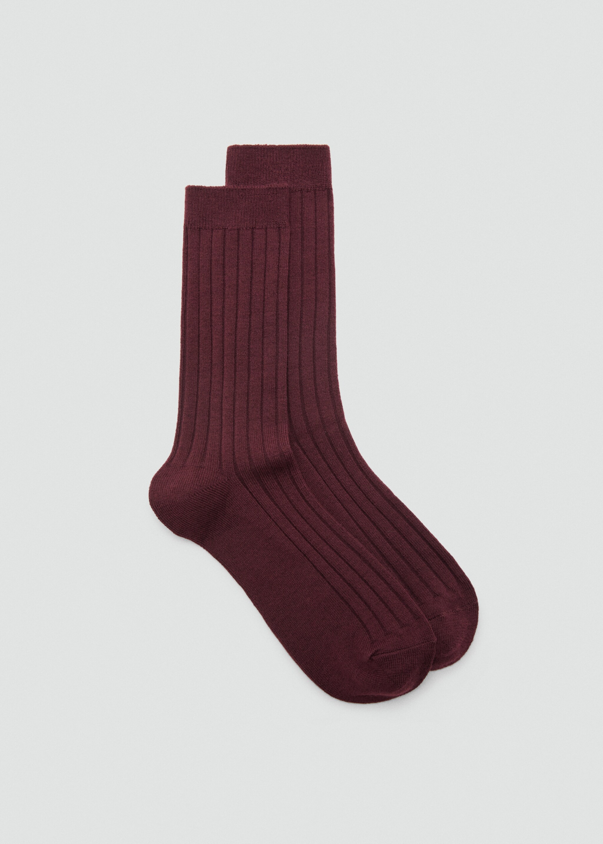 Ribbade strumpor ullblandning - Artikel utan modell, Vinröd. Ref: 27041539-00.