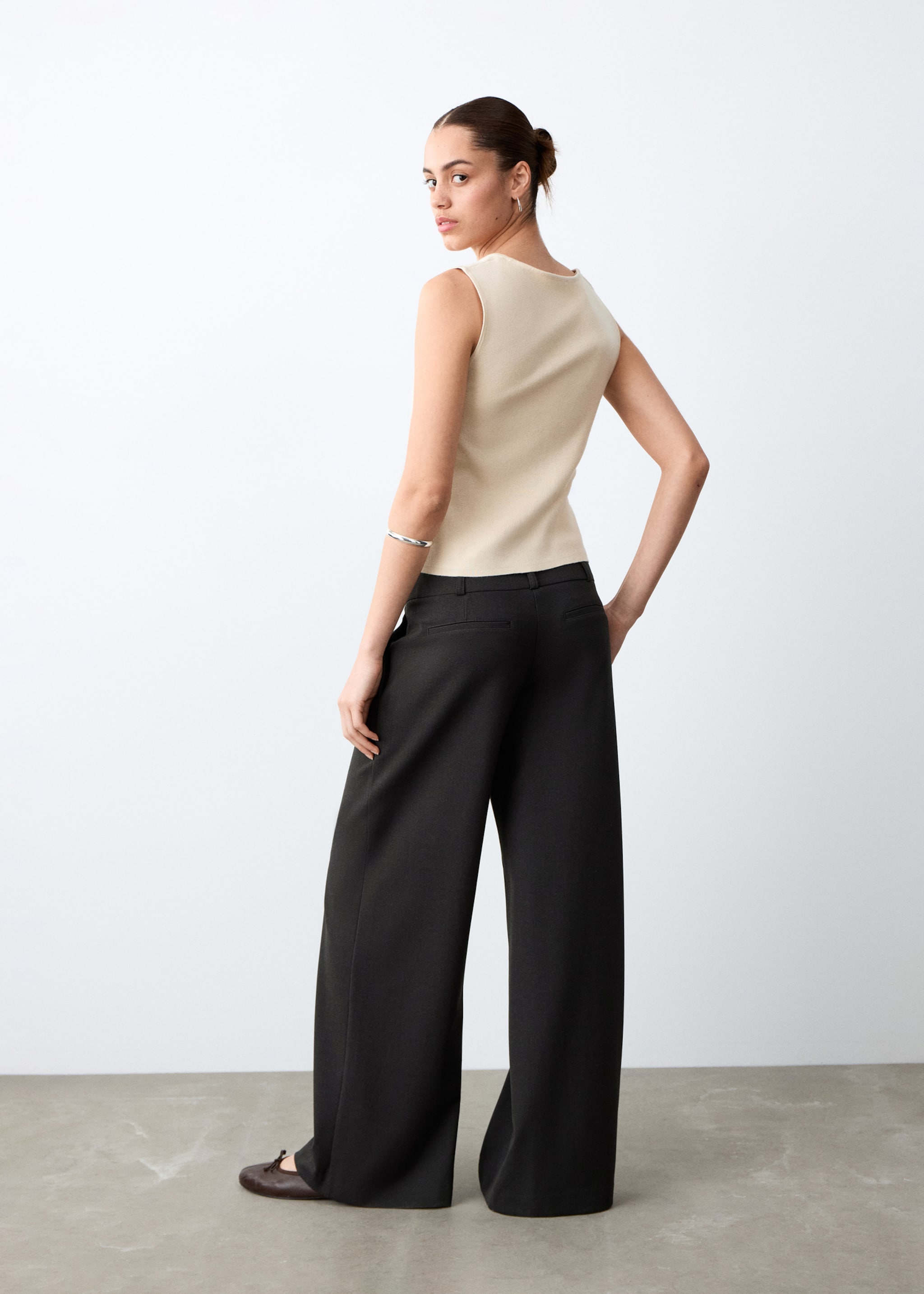 Pantalon de tailleur droit - Verso de l’article, Gris chiné foncé. Ref: 27041540-00.