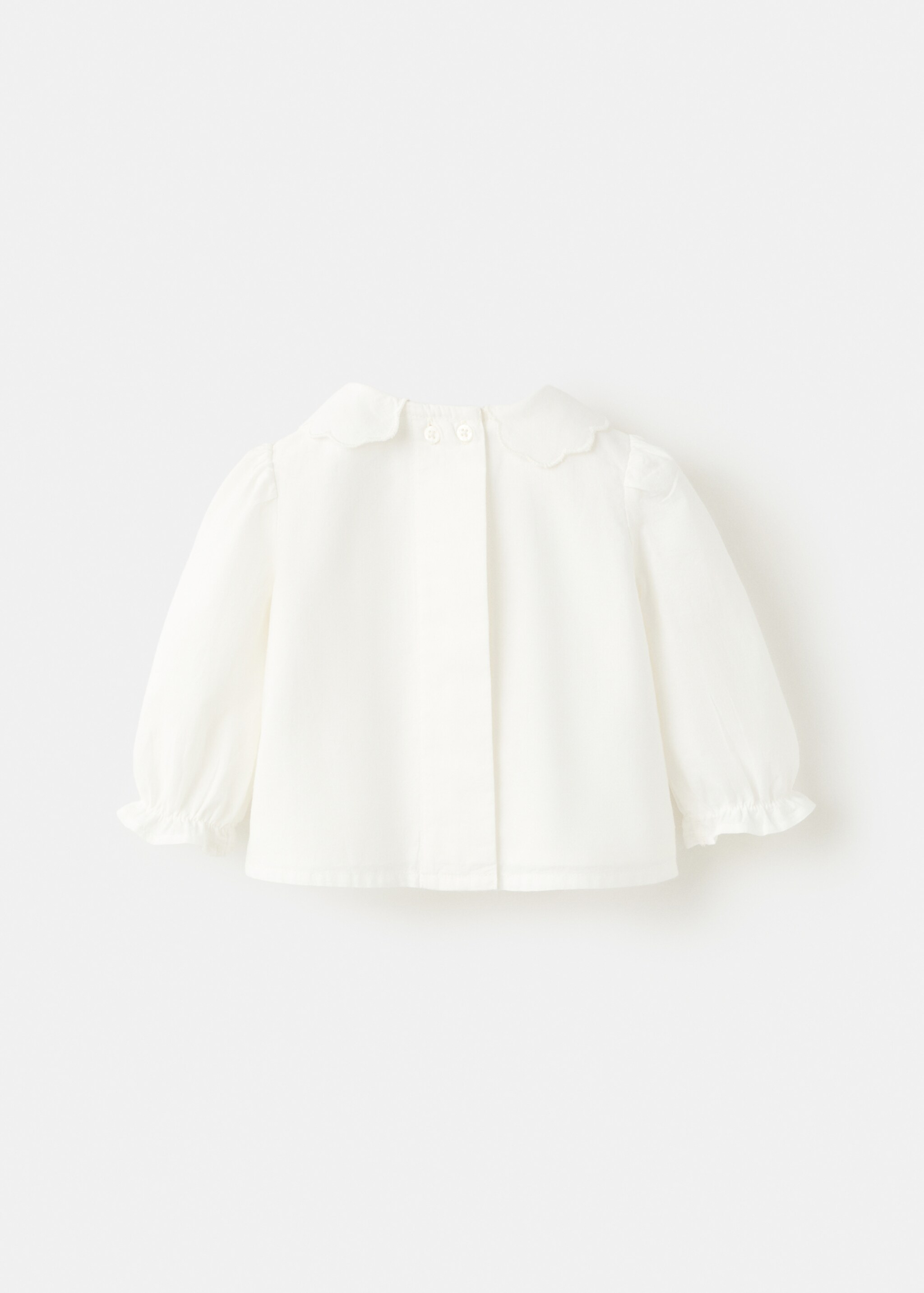 Embroidered blouse with scalloped details - Reverse of the article, Off White. Ref: 27042004-00.