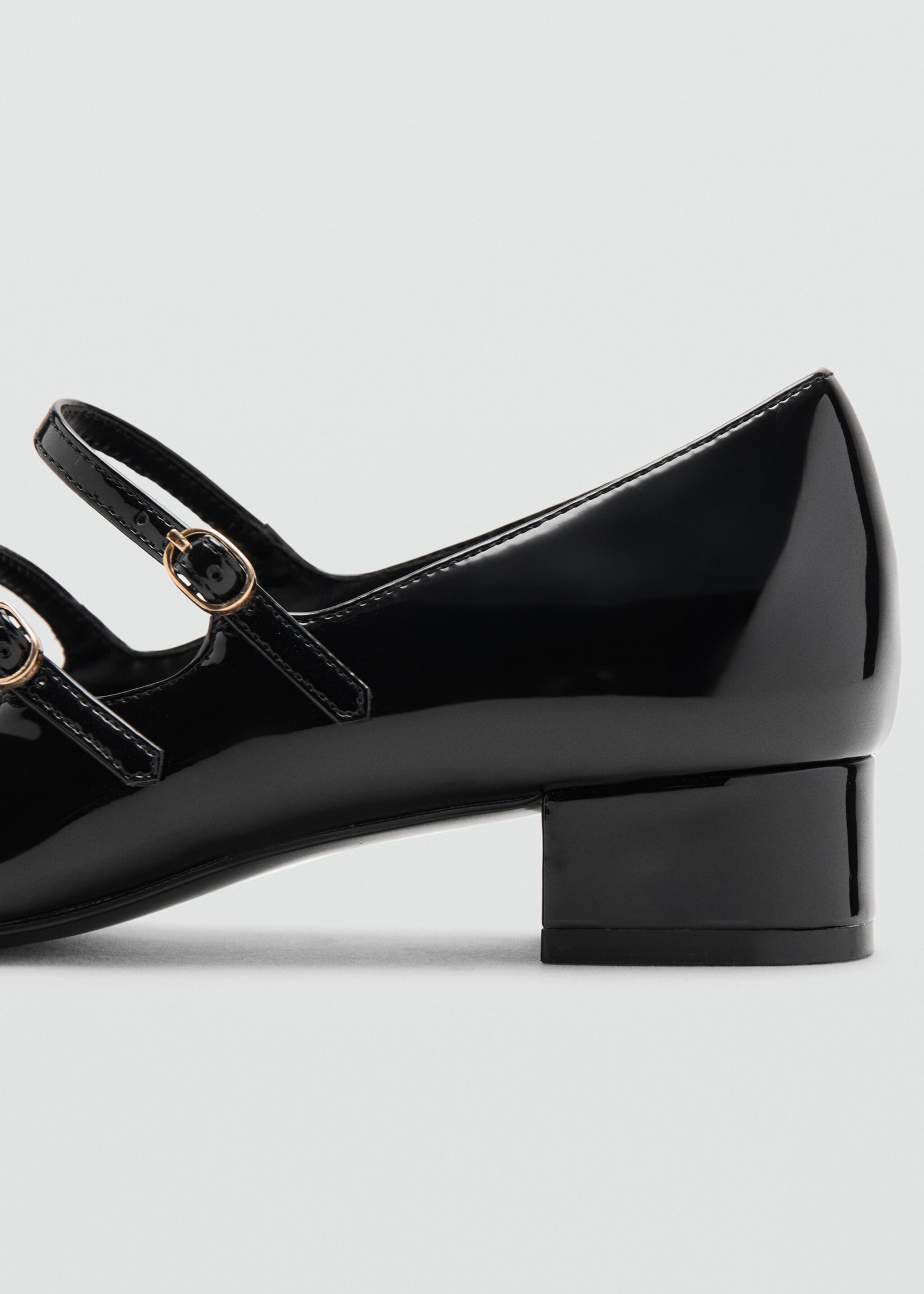 Patent leather shoes with buckle - Details of the article 2, Black. Ref: 27042545-00.