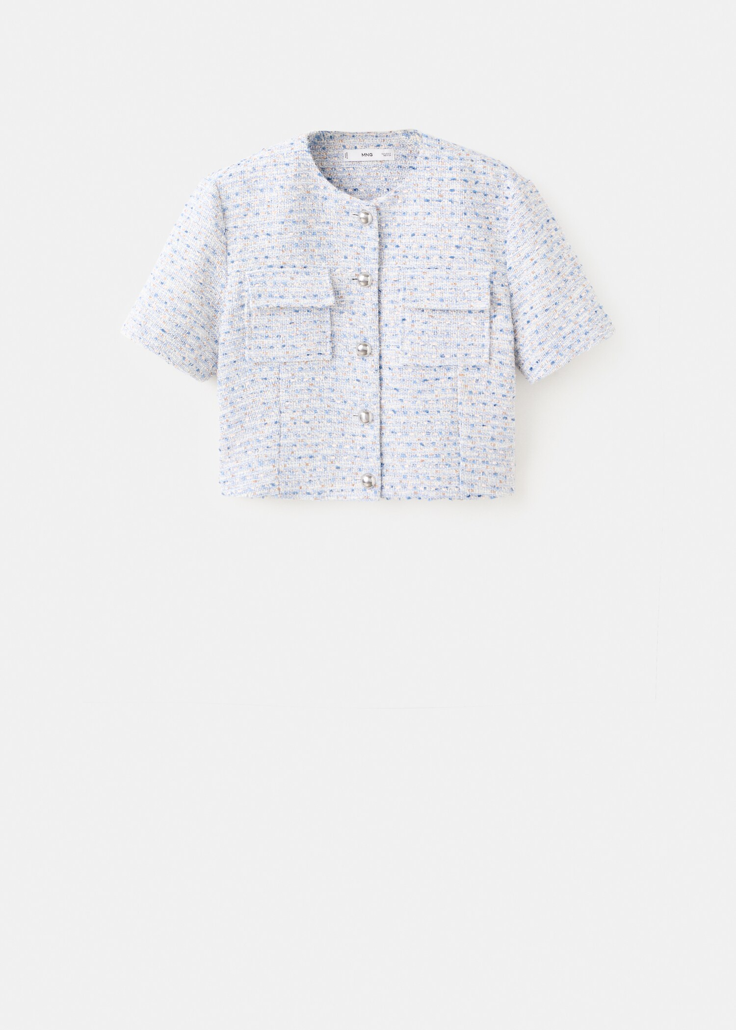 Short-sleeve tweed crop top - Article without model