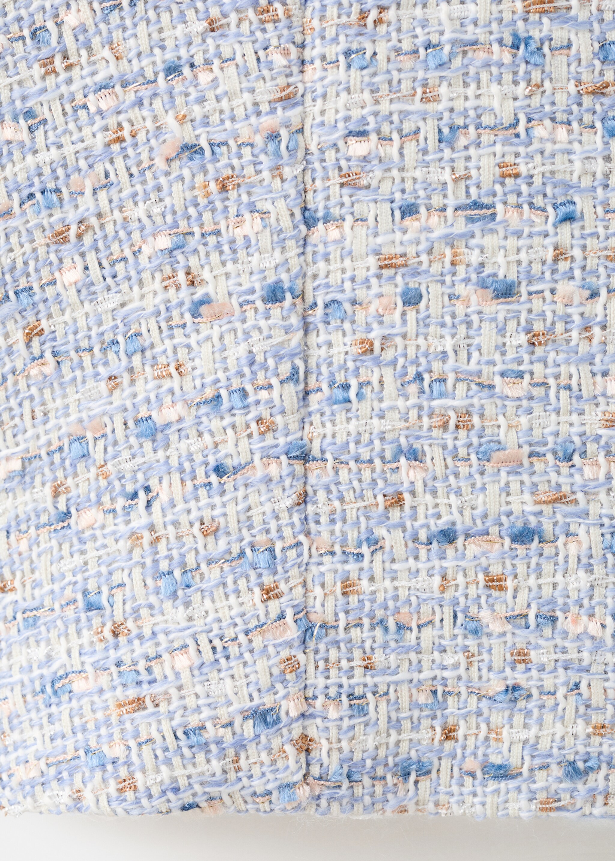 Short-sleeve tweed crop top - Details of the article 0, Sky Blue. Ref: 27042547-00.