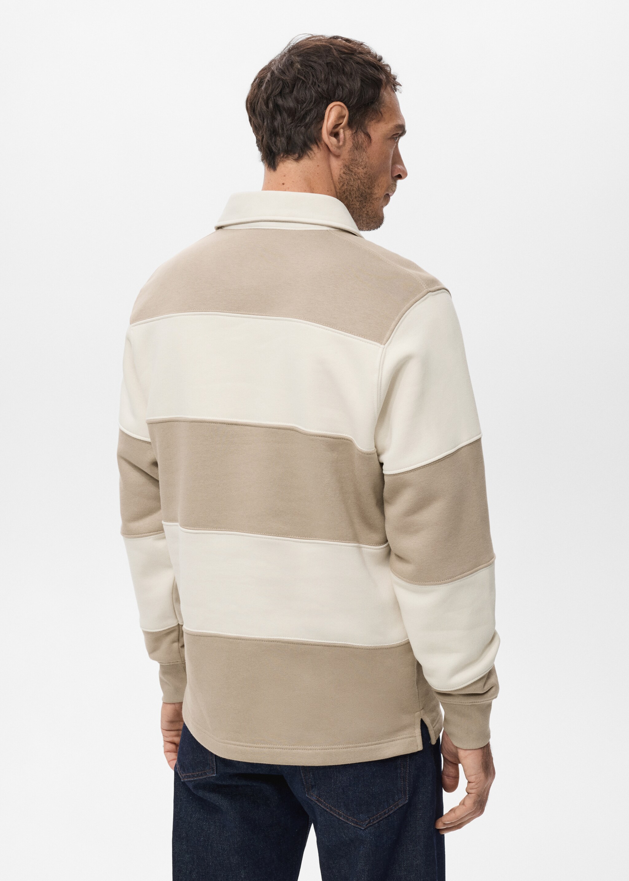 Sweat-shirt polo rayures - Verso de l’article, Marron moyen. Ref: 27042889-00.