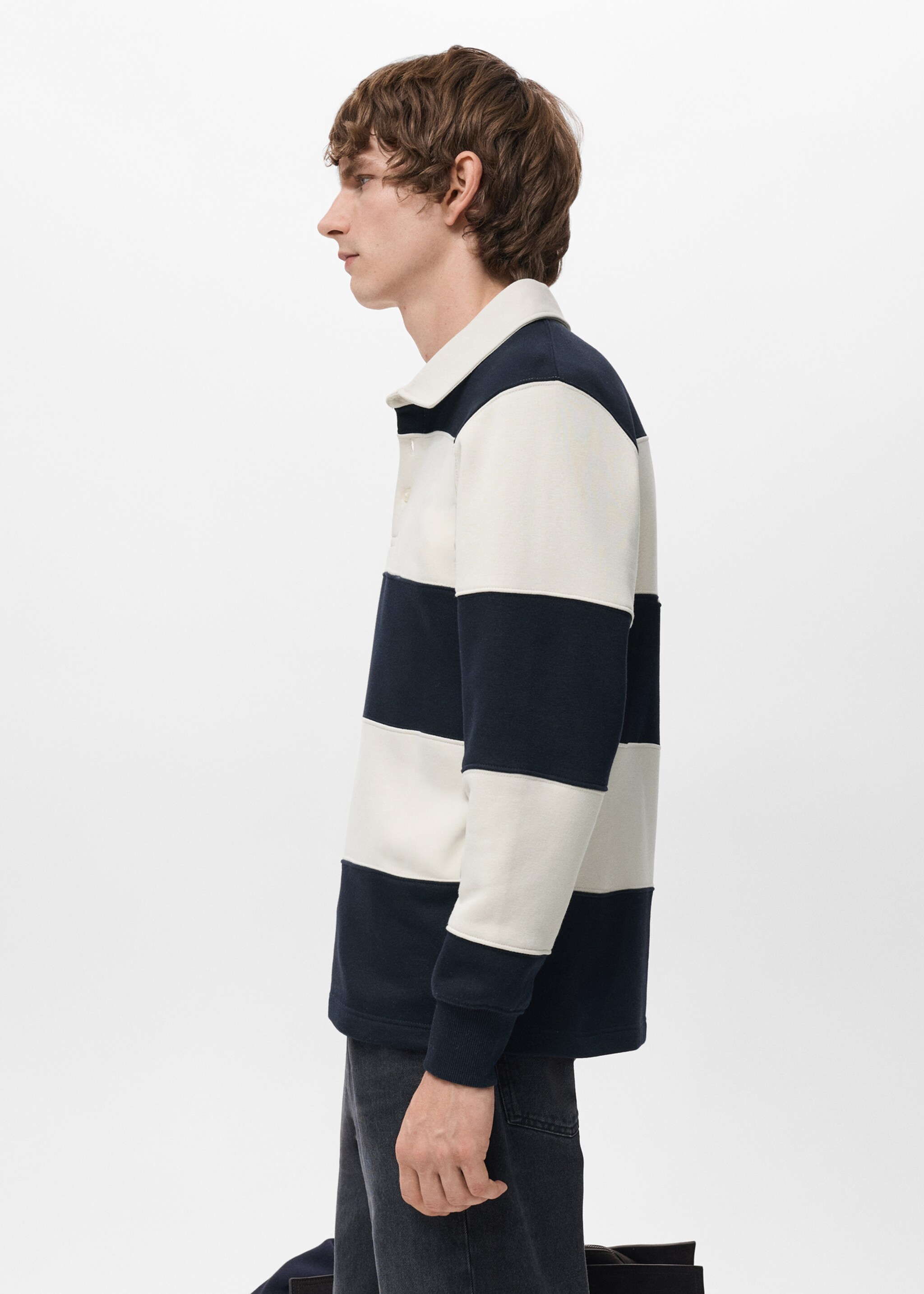 Sweat-shirt polo rayures - Détail de l'article 2, Bleu marine. Ref: 27042889-00.