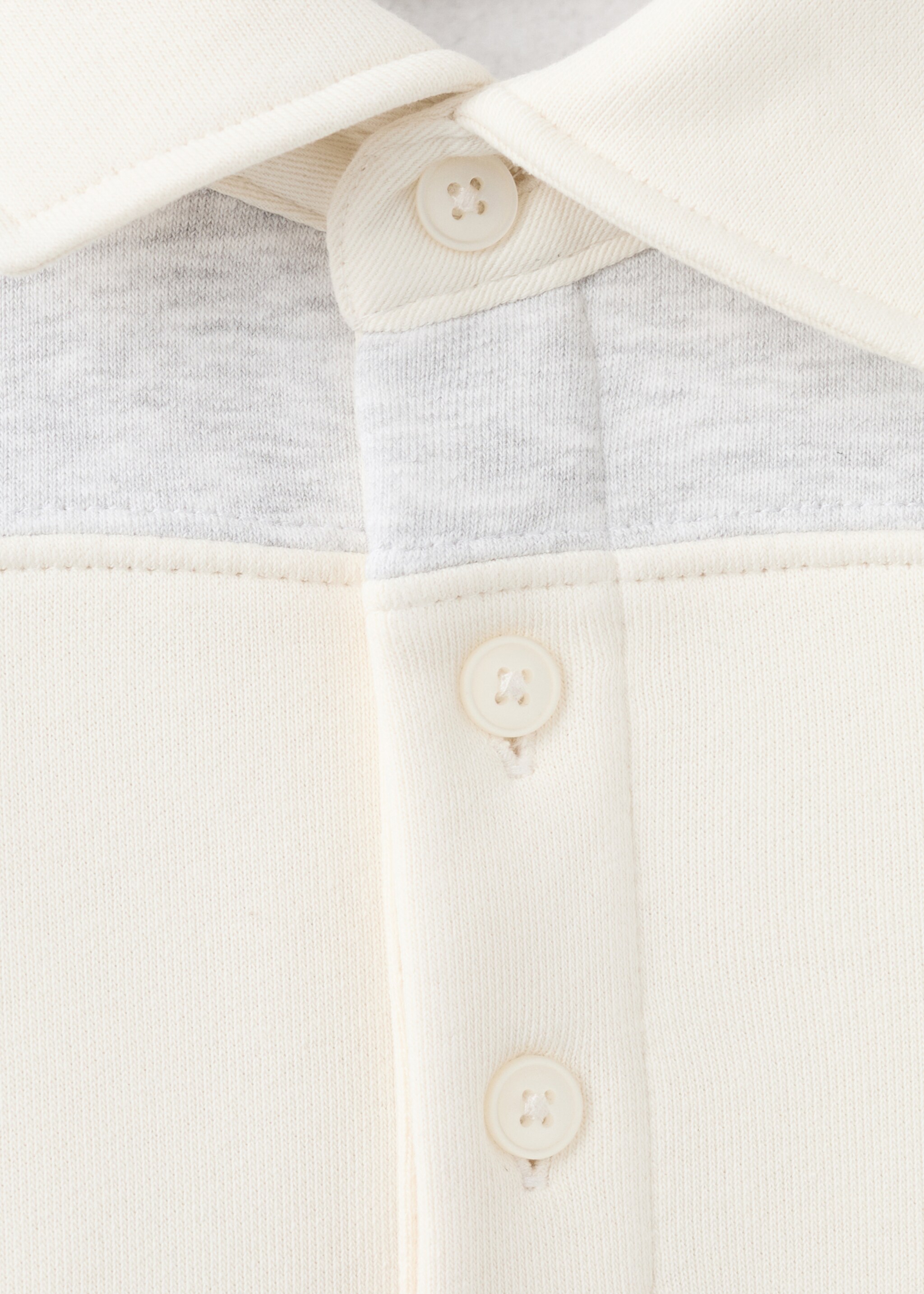 Sweatshirt de estilo polo às riscas - Pormenor do artigo 8, Cinzento-mesclado claro. Ref: 27042889-00.