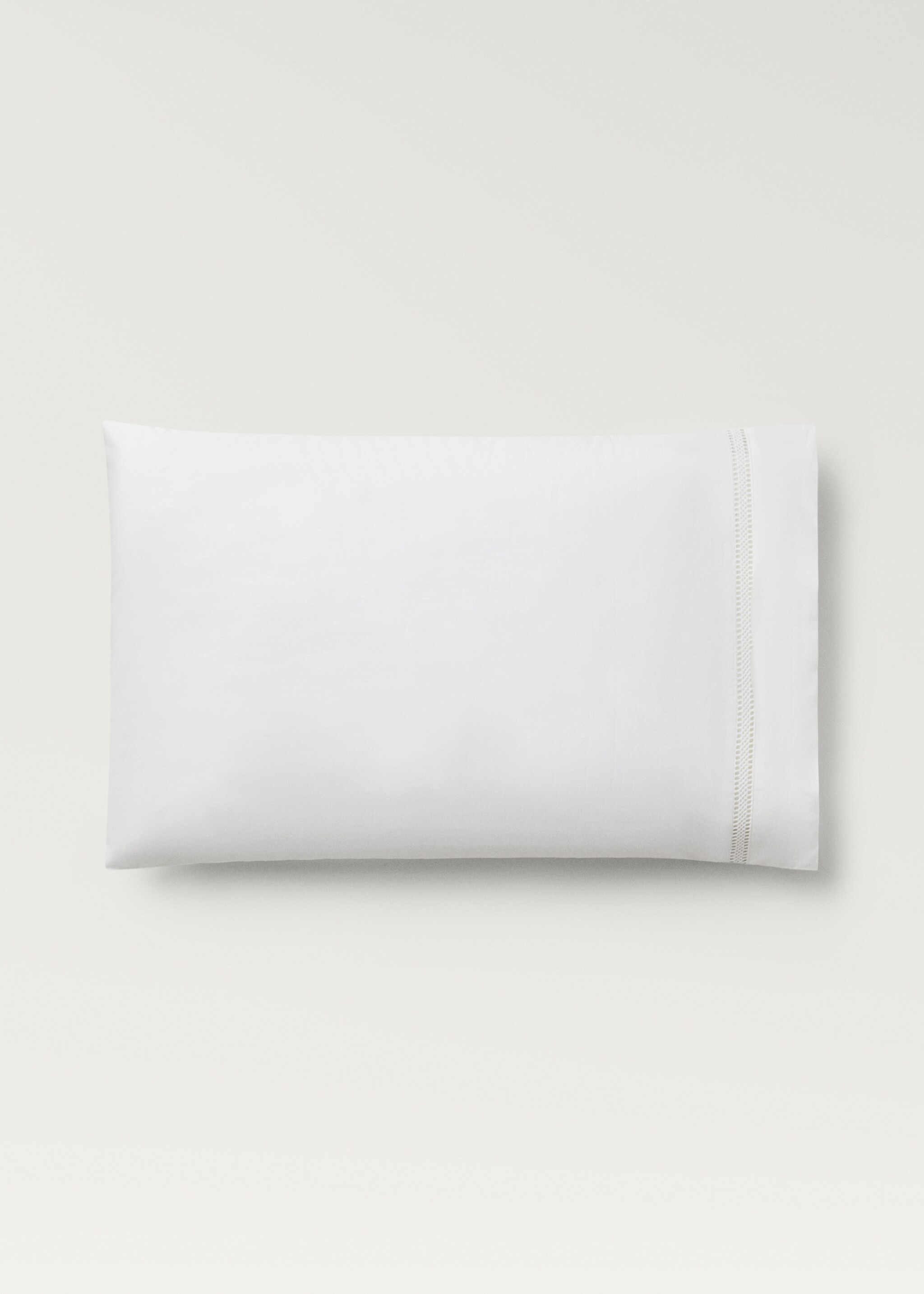 Two cotton percale pillowcases with lace insert 50x75 cm - Article without model, White. Ref: 27042894-00.