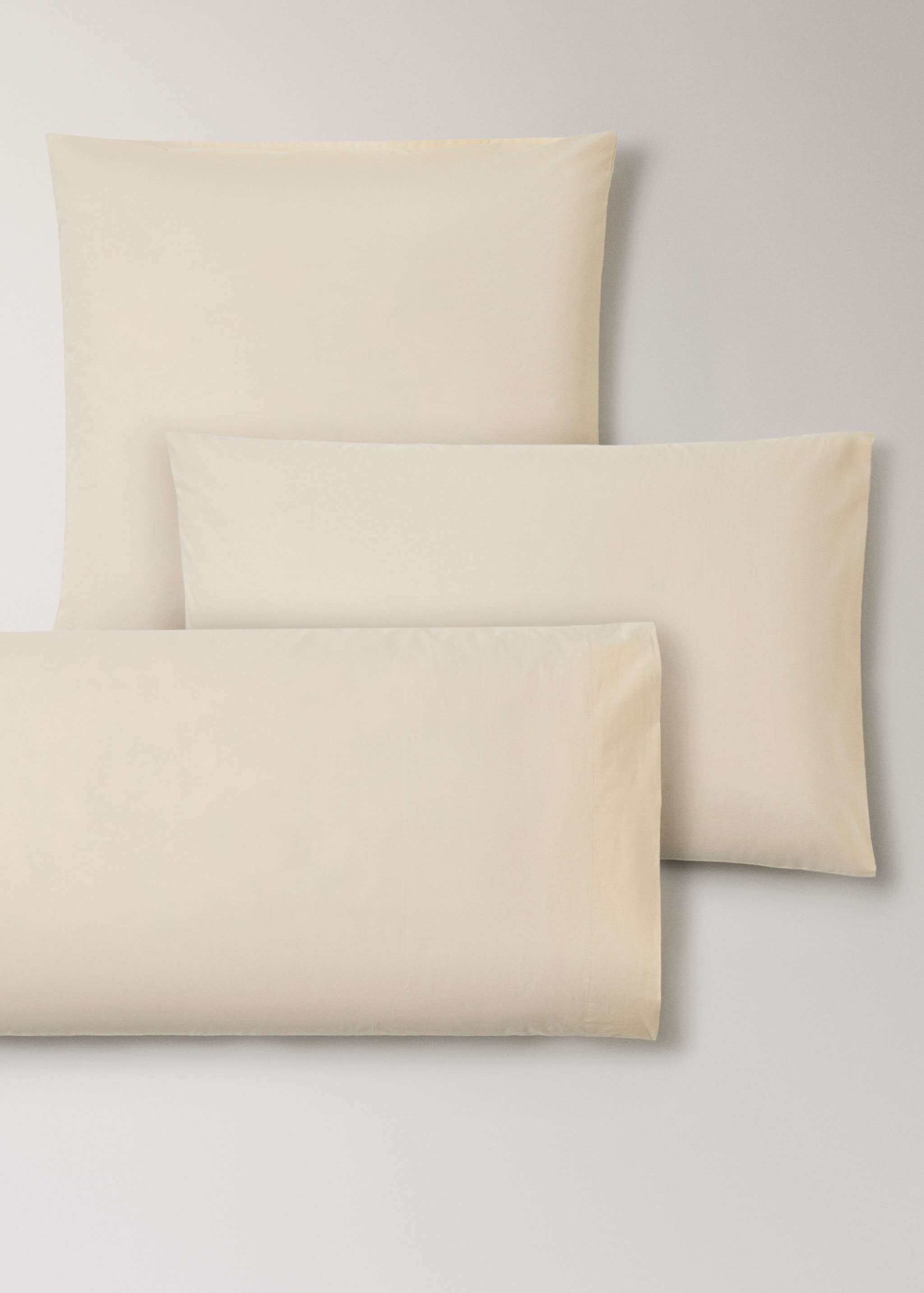Two 200-thread count percale cotton pillowcases 50x75cm - Details of the article 4, Pastel Yellow. Ref: 27042917-00.