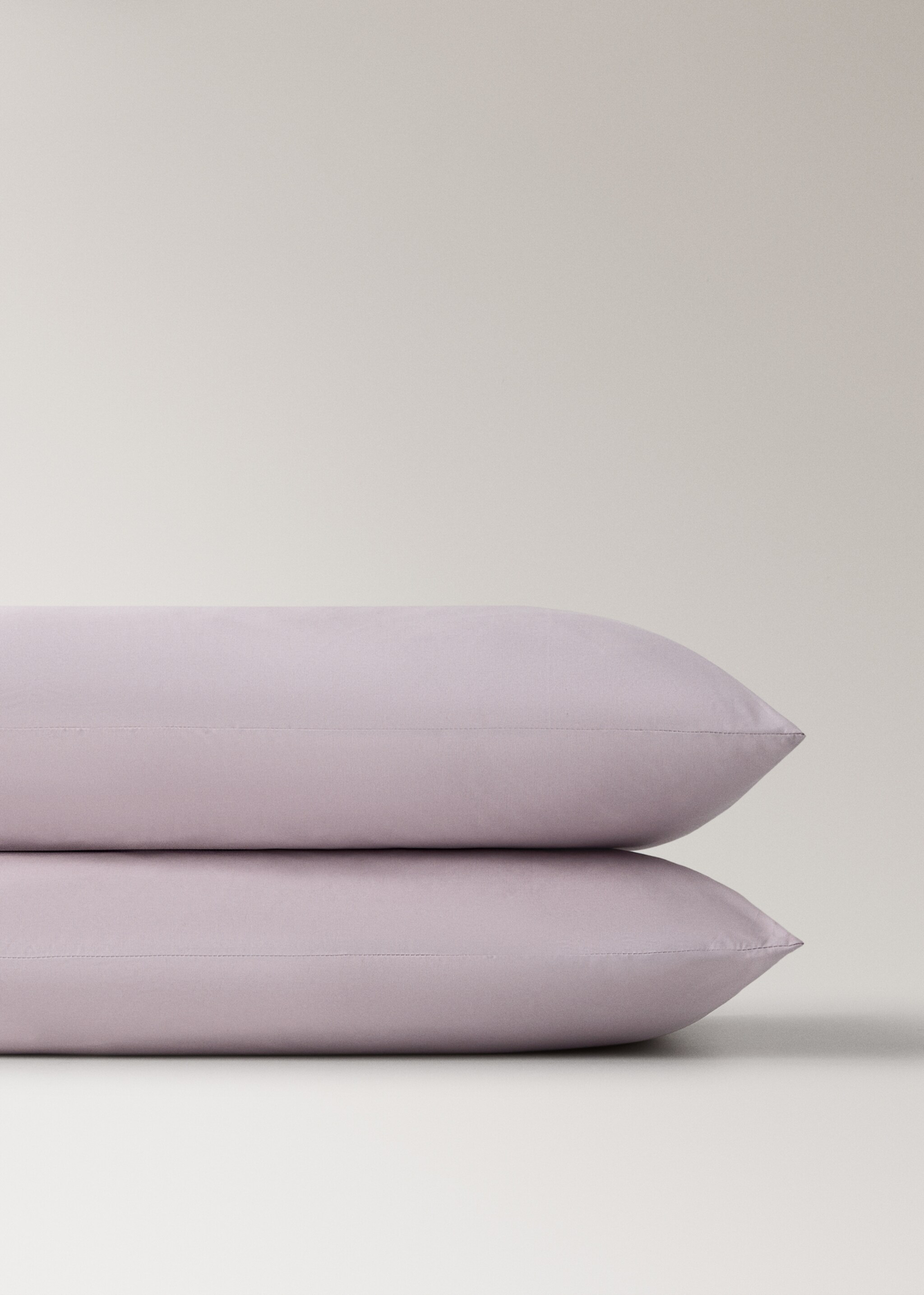 Dva povlaky na polštář z bavlněného perkálu, 200 vláken, 50x75 cm - Detail zboží 3, Světle/pastelově purpurová. Ref: 27042917-00.