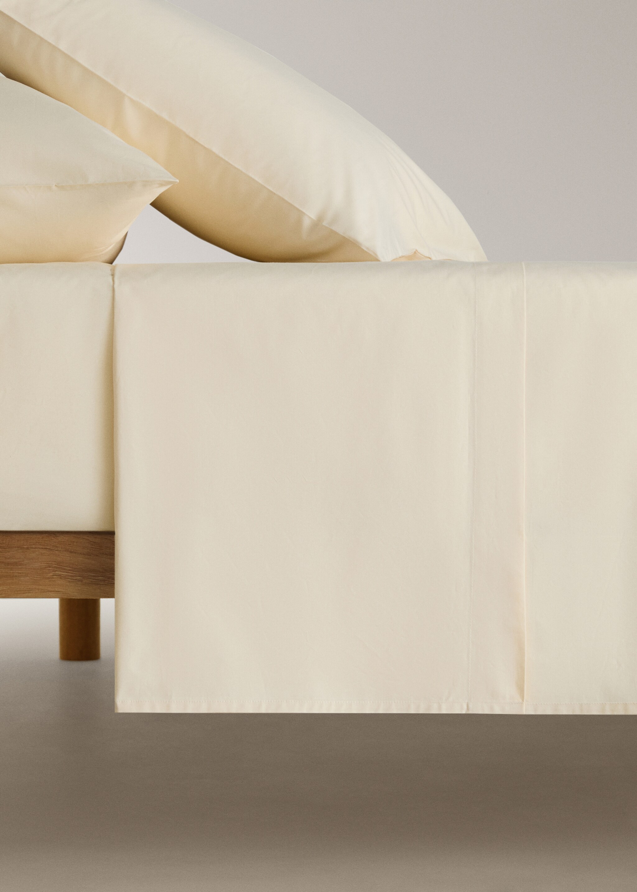 200-thread count percale cotton top sheet for 180/200 cm bed - Article without model, Pastel Yellow. Ref: 27042918-00.