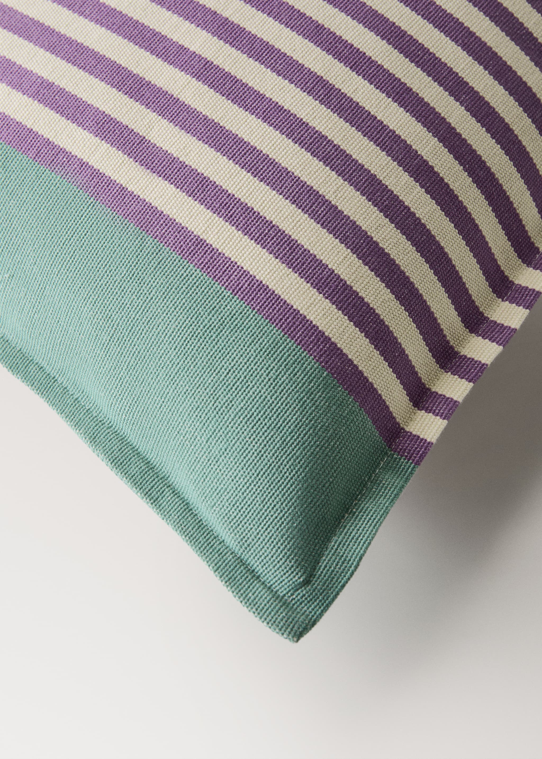 Cotton stripe cushion cover 40x60 cm - Details of the article 1, Blackberry. Ref: 27042923-00.