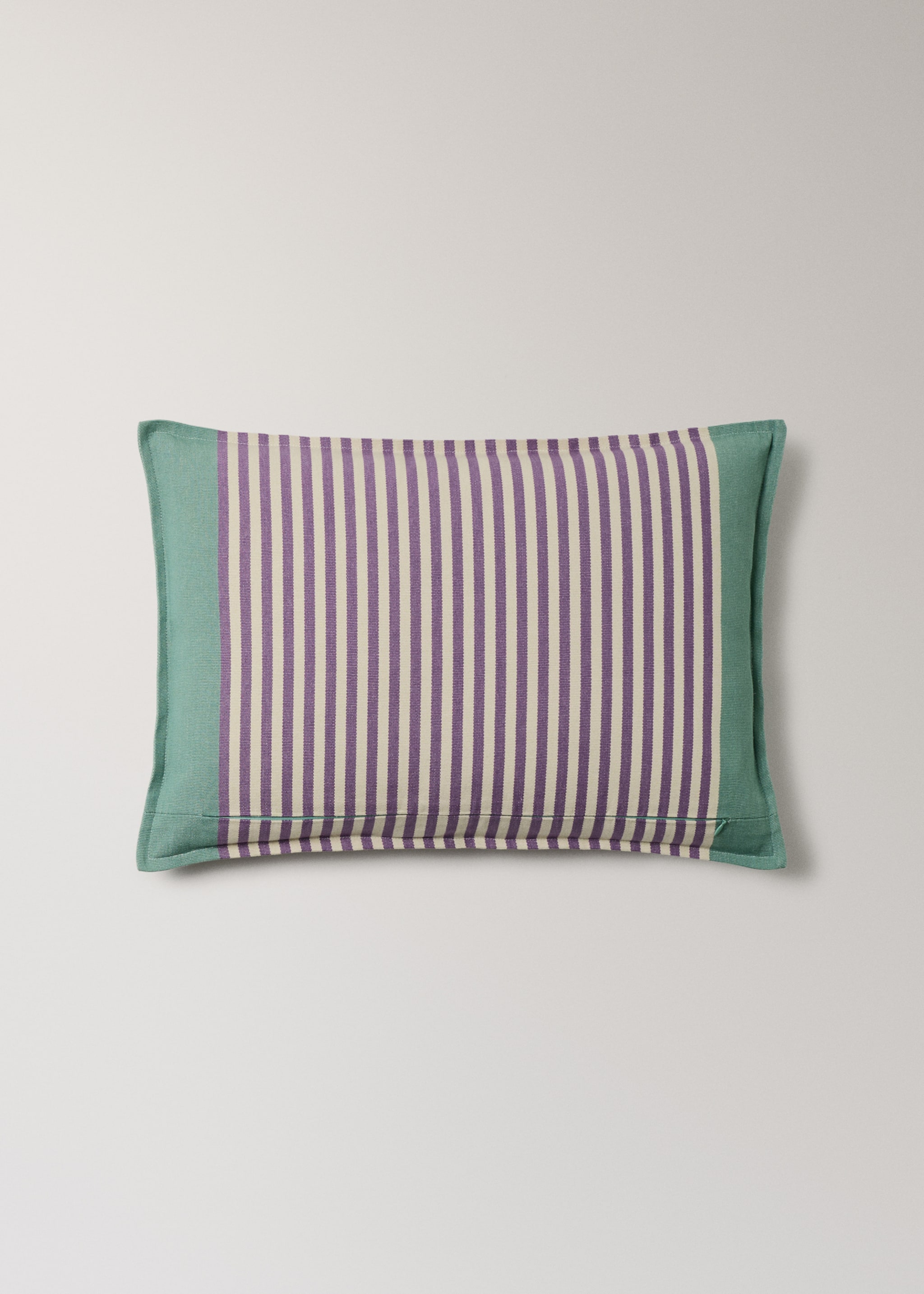 Cotton stripe cushion cover 40x60 cm - Details of the article 4, Blackberry. Ref: 27042923-00.