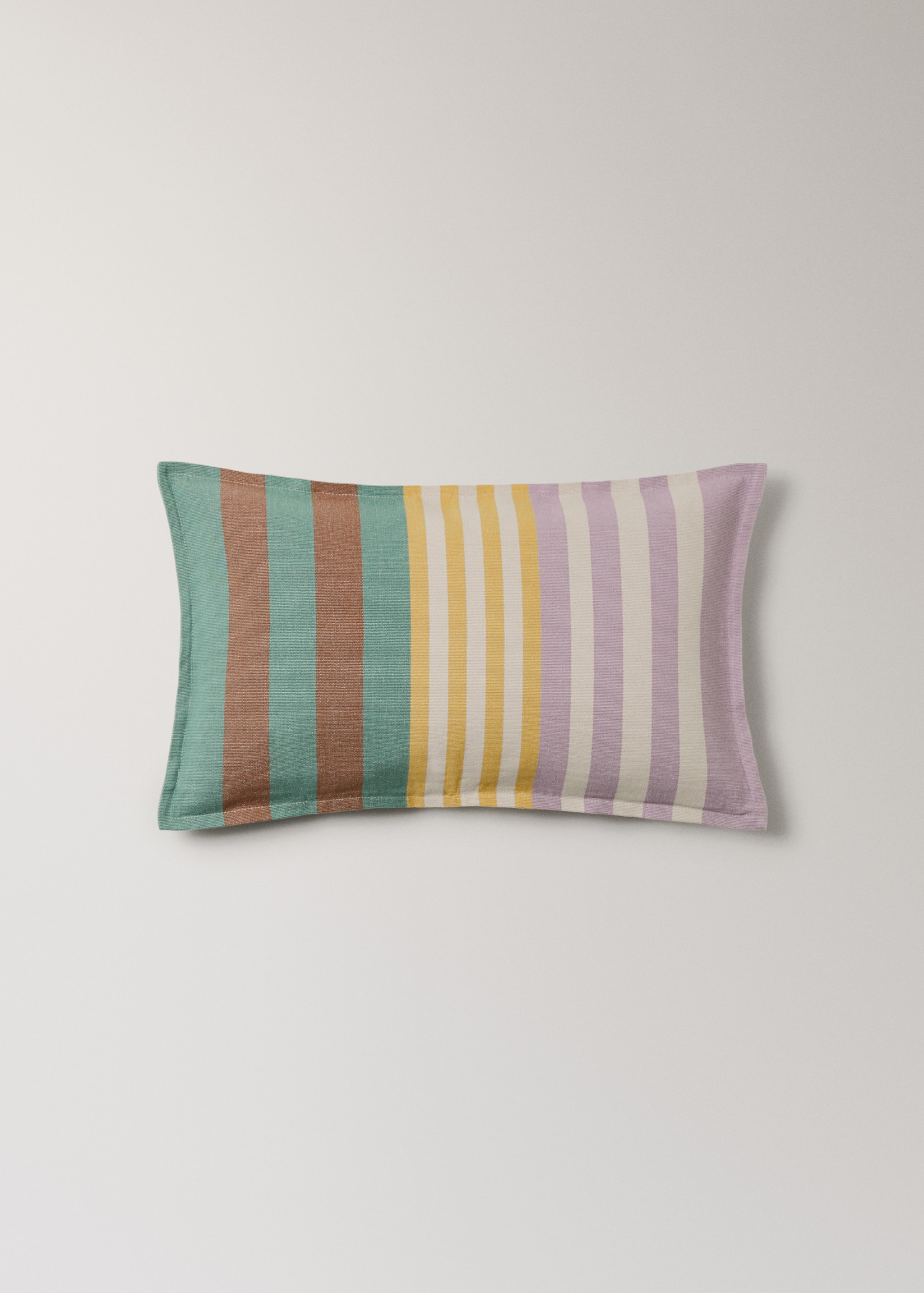 Cotton cushion cover with striped design 30x50 cm - Article without model, Green. Ref: 27042924-00.