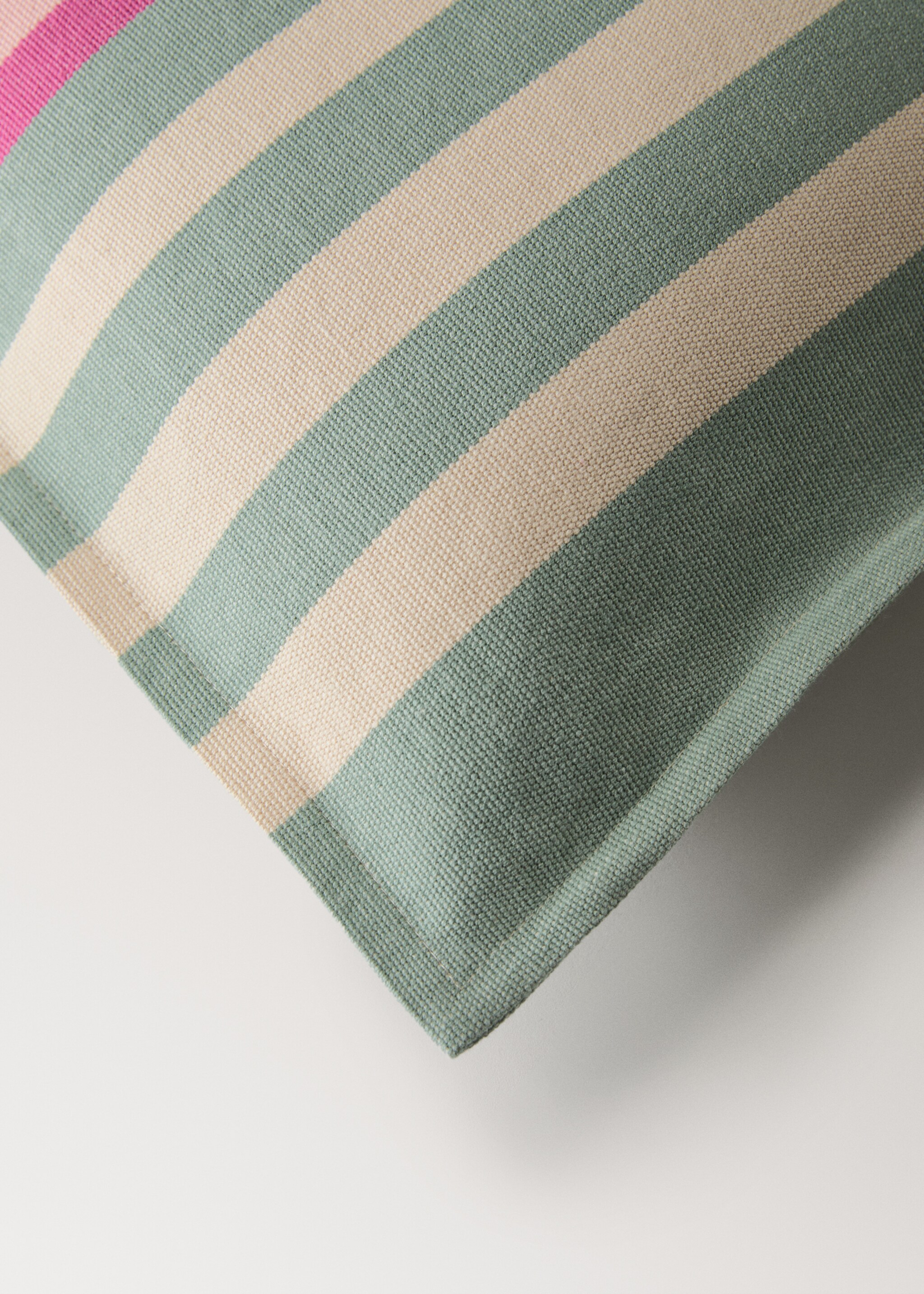 Cotton cushion cover with striped design 50x50 cm - Details of the article 1, Pastel Pink. Ref: 27042925-00.