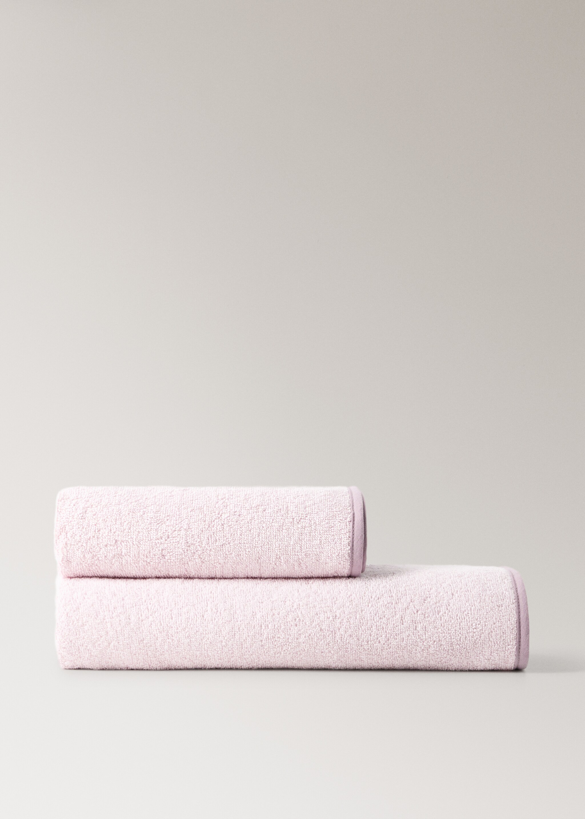 Cotton washbasin towel with contrasting trim - Article without model, Peach. Ref: 27042935-00.
