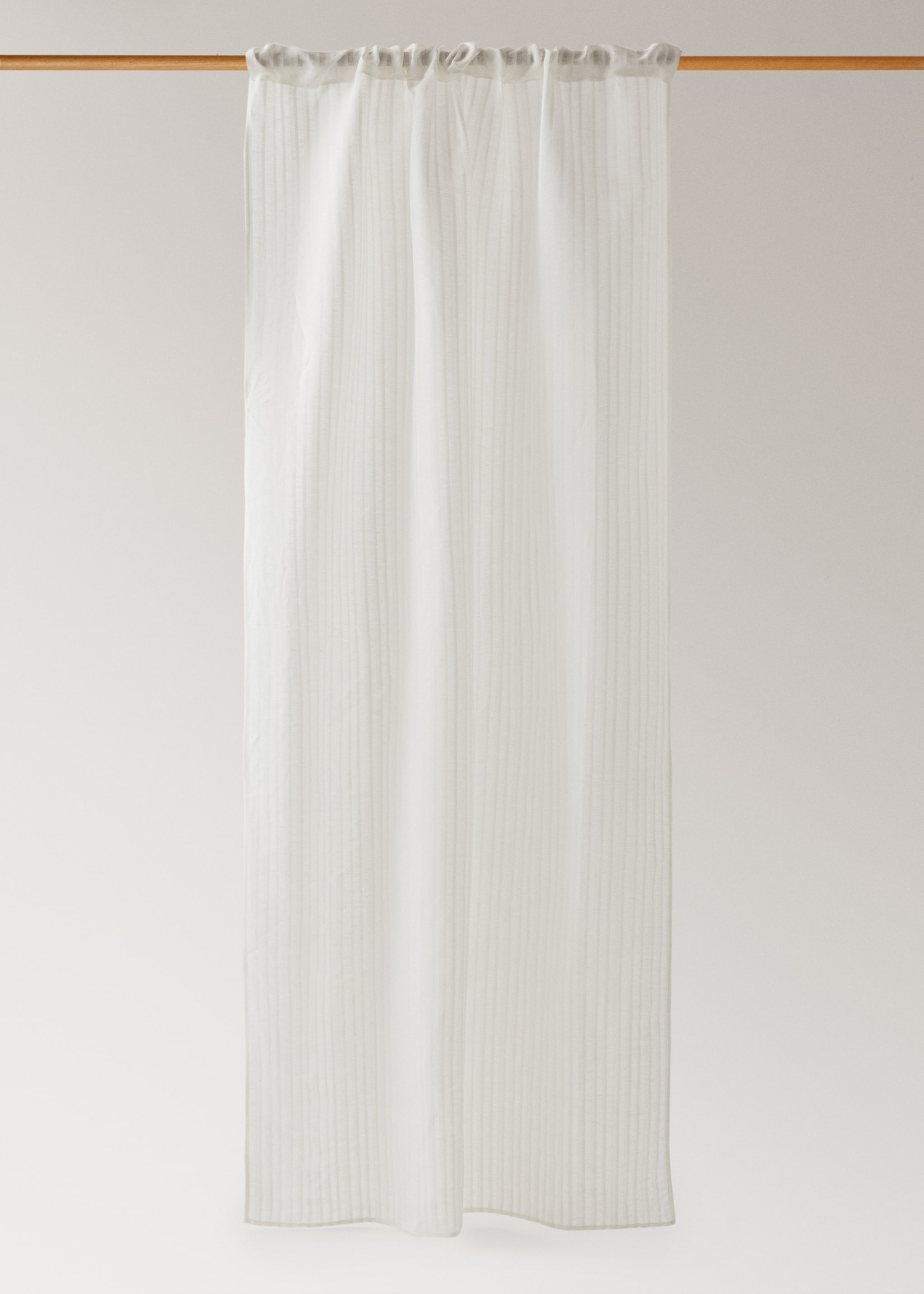 Vorhang aus Baumwoll-Leinen-Gewebe mit Streifenmuster - Artikel ohne Model, Ecru. Ref: 27043270-00.