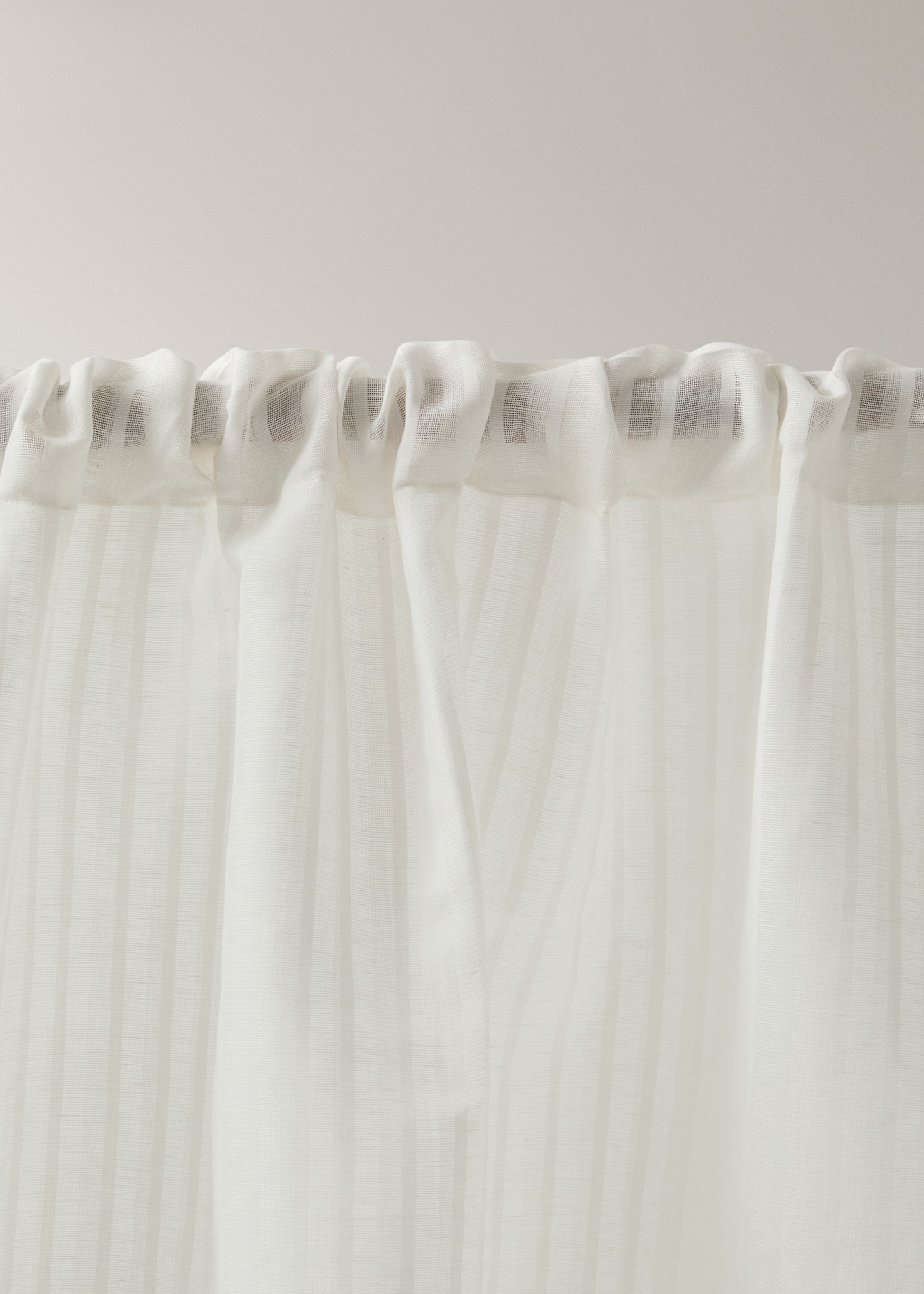 Vorhang aus Baumwoll-Leinen-Gewebe mit Streifenmuster - Detail des Artikels 2, Ecru. Ref: 27043270-00.
