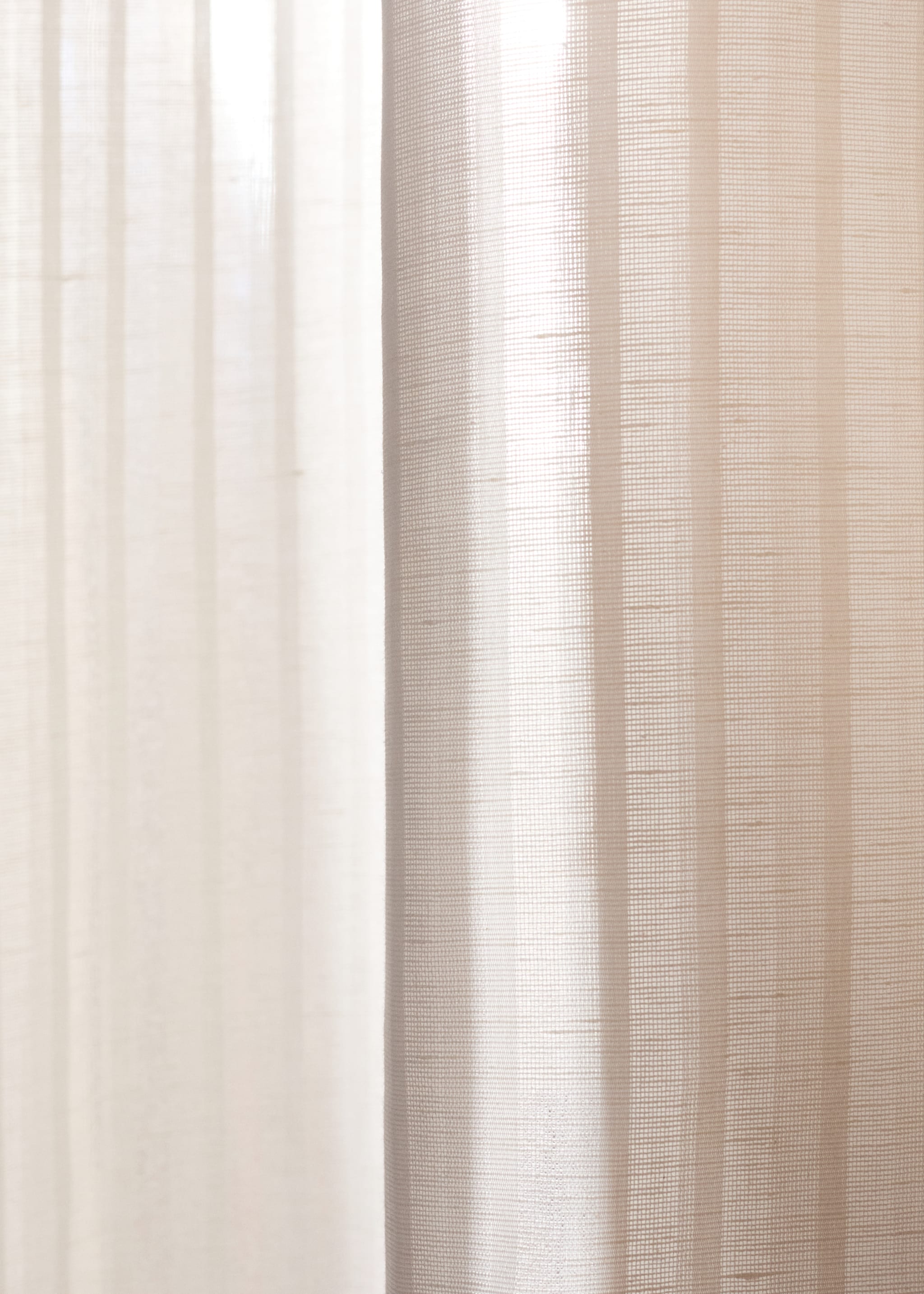 Vorhang aus Baumwoll-Leinen-Gewebe mit Streifenmuster - Detail des Artikels 7, Ecru. Ref: 27043270-00.