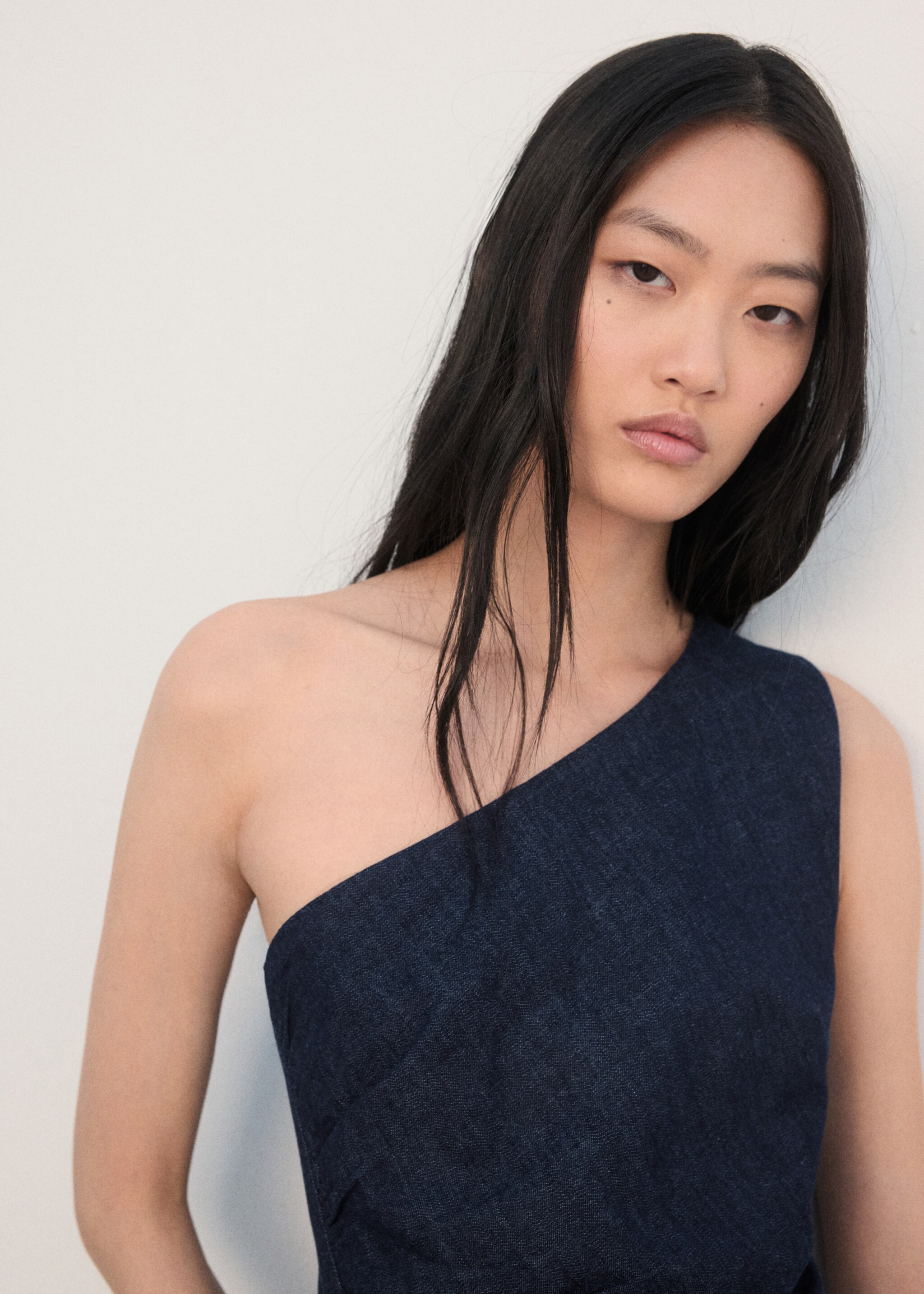 Asymmetric denim dress - Details of the article 1, Open Blue. Ref: 27043271-00.