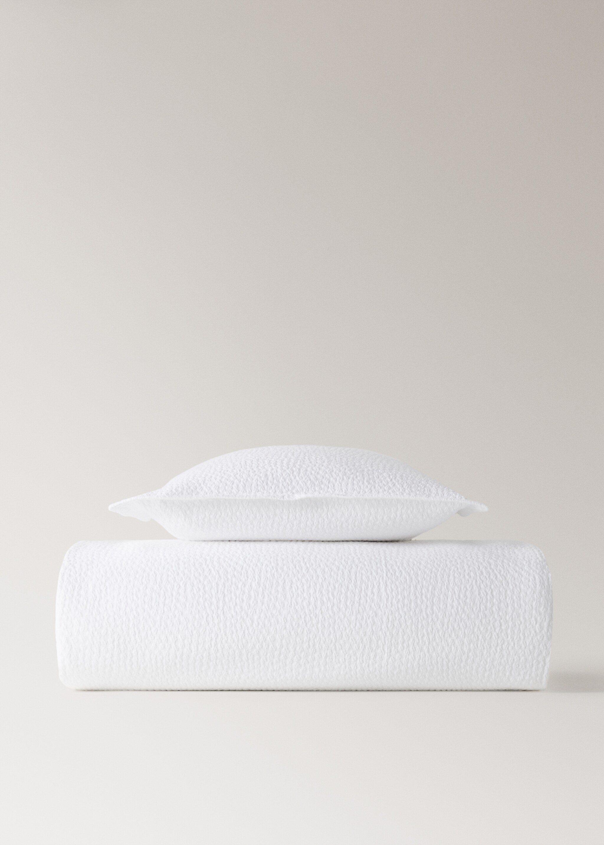 Jacquard cotton textured bedspread for 130/150 cm bed - Details of the article 3, White. Ref: 27043292-00.
