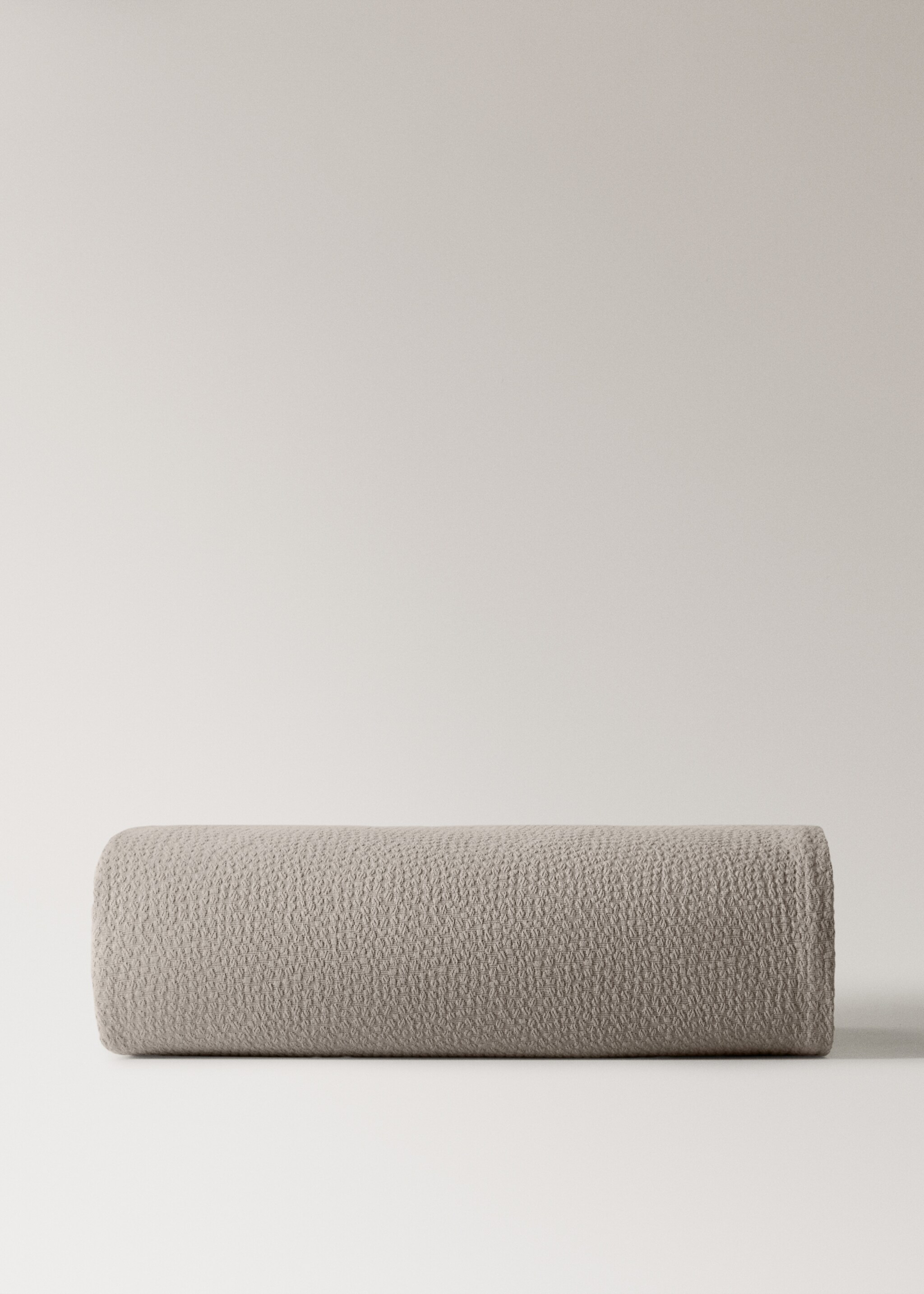 Jacquard cotton textured bedspread for 130/150 cm bed - Article without model, Medium Brown. Ref: 27043292-00.