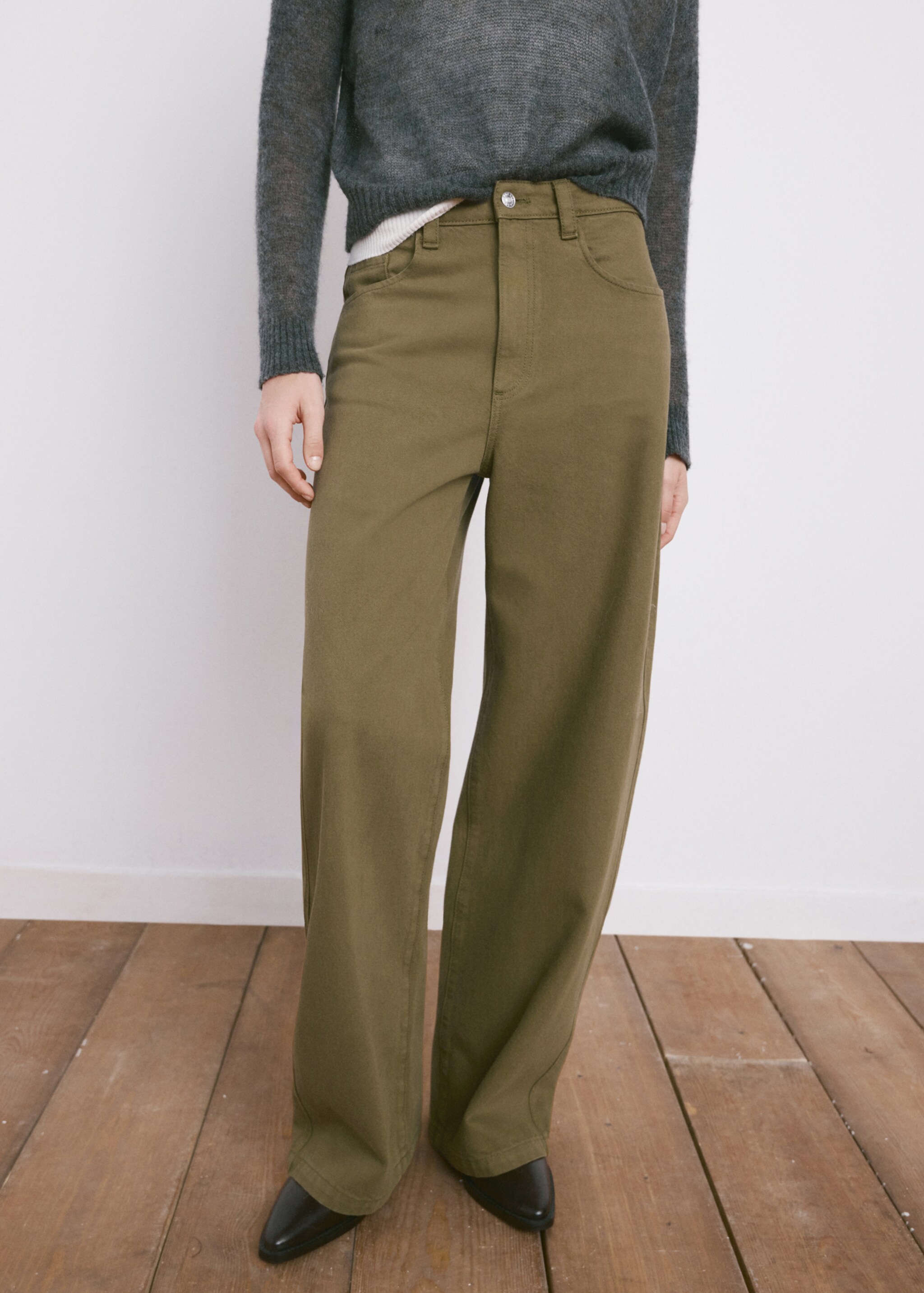 Mid-rise balloon jeans - Medium plane, Khaki. Ref: 27043298-00.