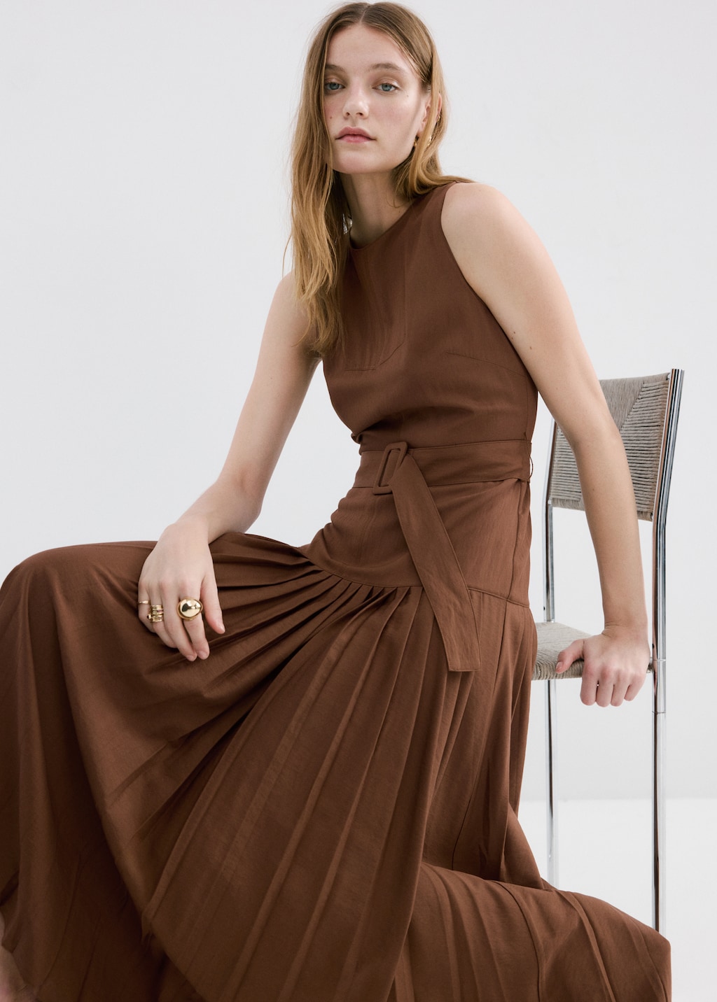 Pleated A-line dress - image 3